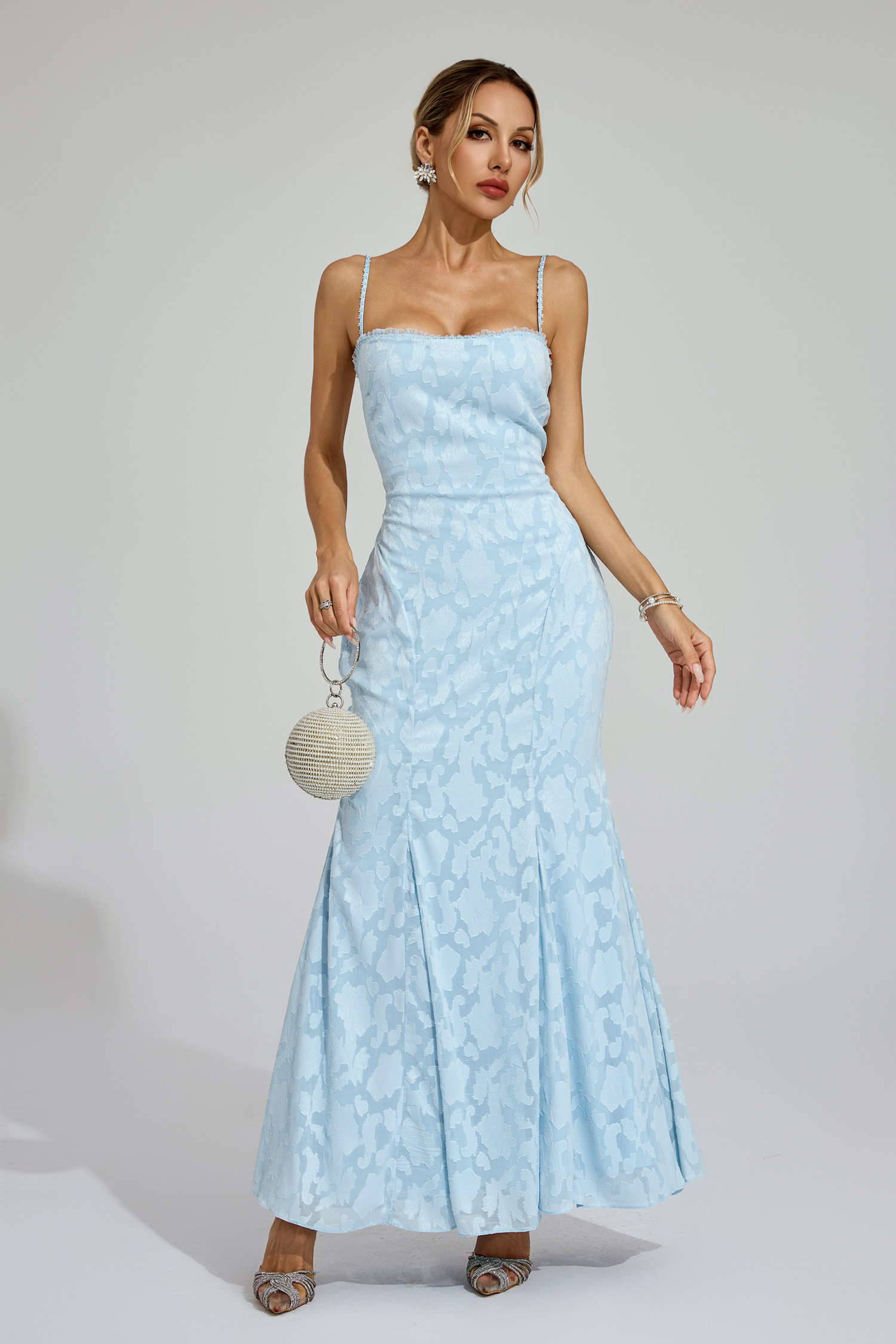 Carpenter Blue Backless Vacation Maxi Dress