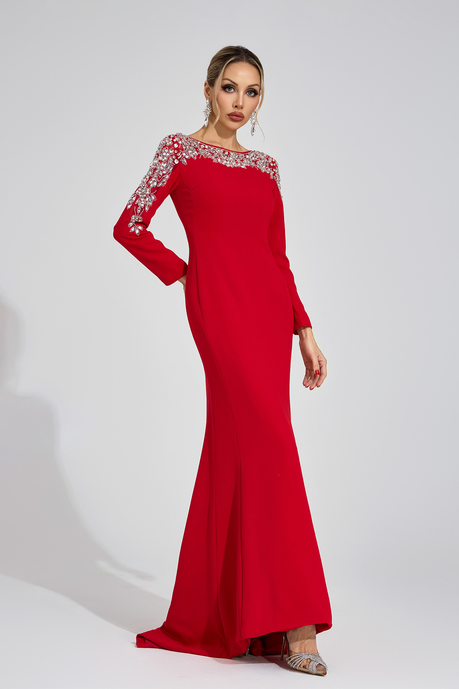 Carys Red Diamond Maxi Dress