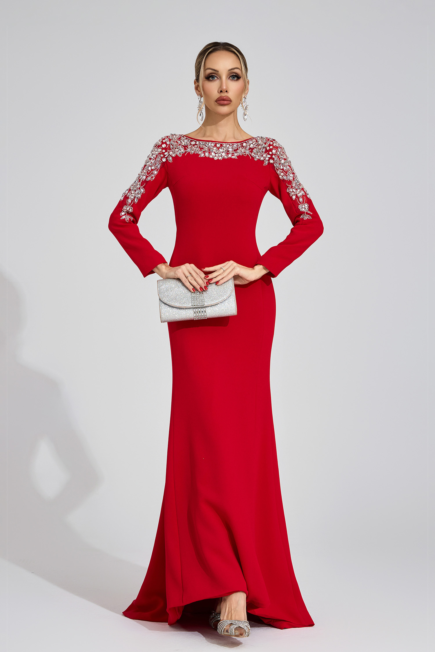 Carys Red Diamond Maxi Dress