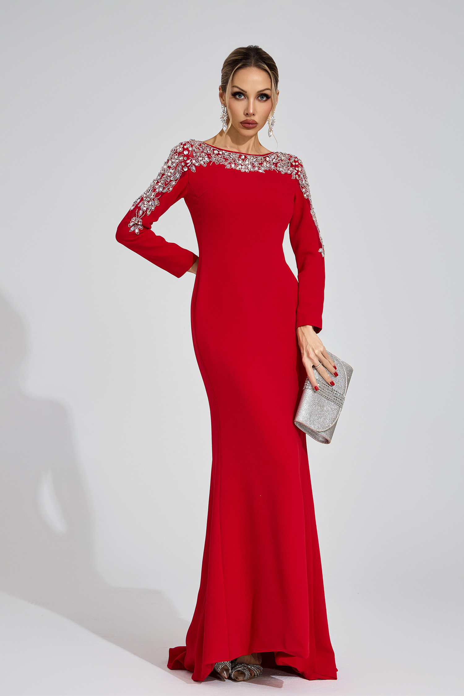 Carys Red Diamond Maxi Dress