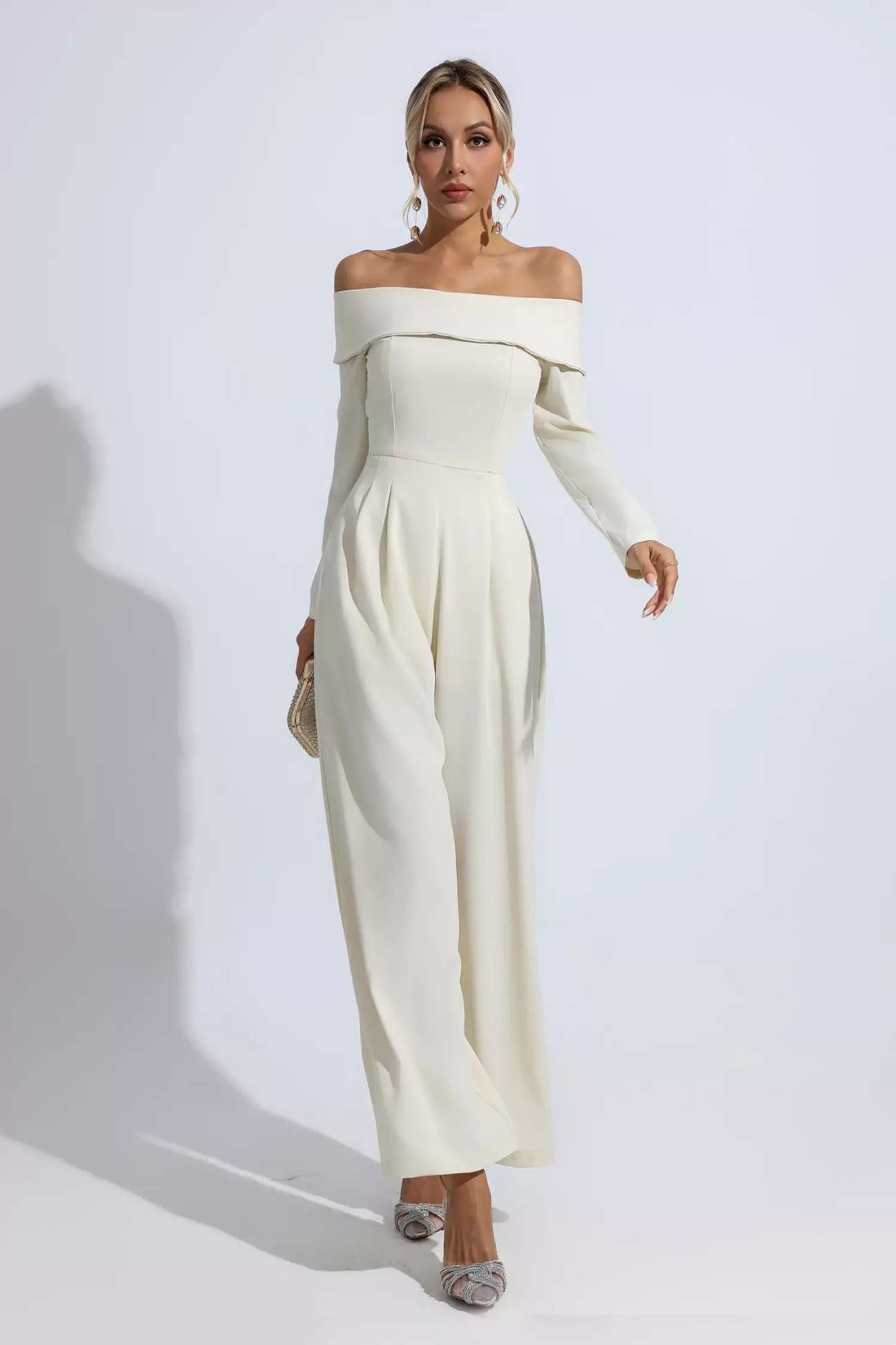 Drape Jumpsuit | Apricot Jumpsuit | Off Shoulder Jumpsuit