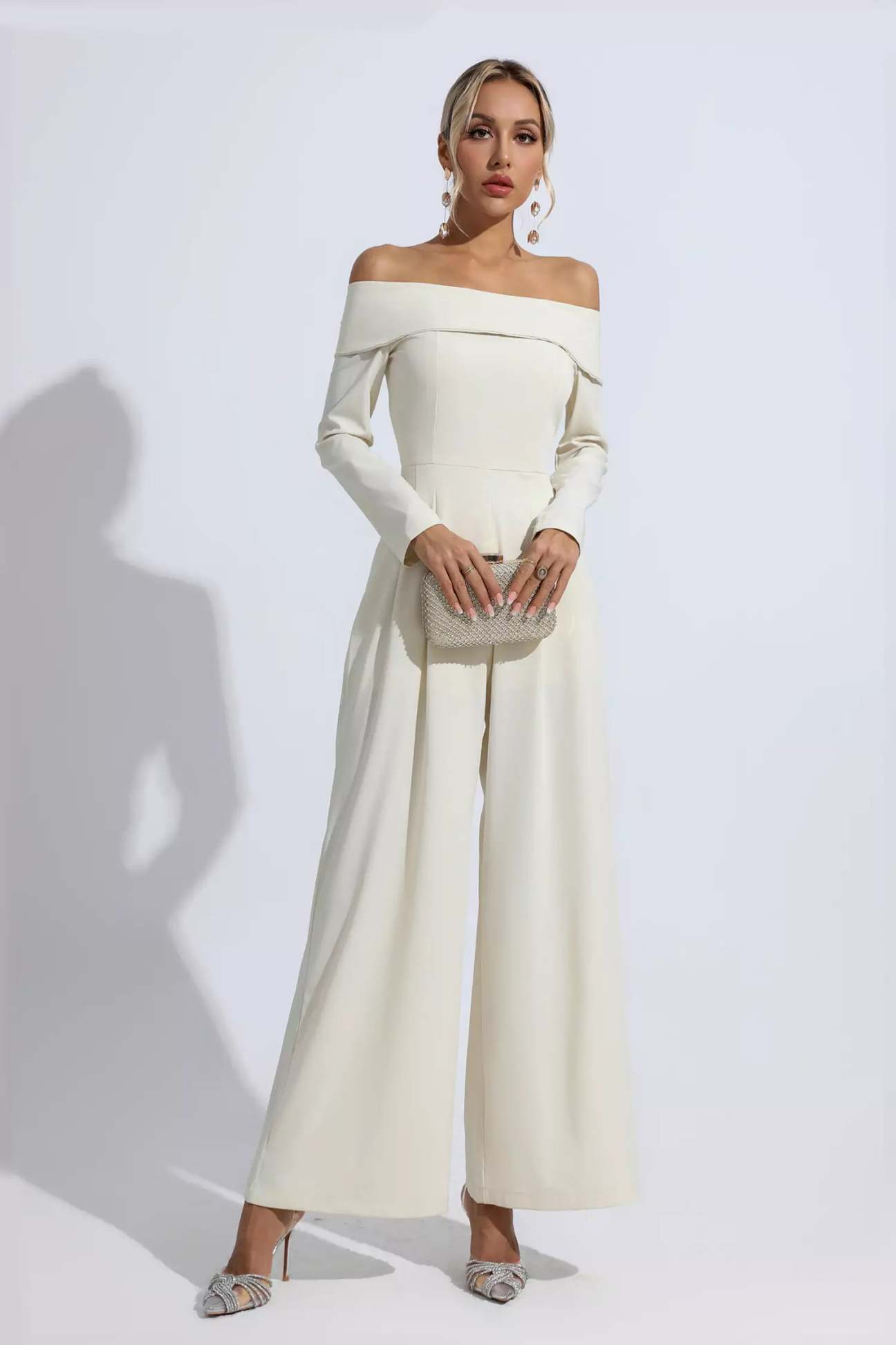 Drape Jumpsuit Apricot Jumpsuit Off Shoulder Jumpsuit