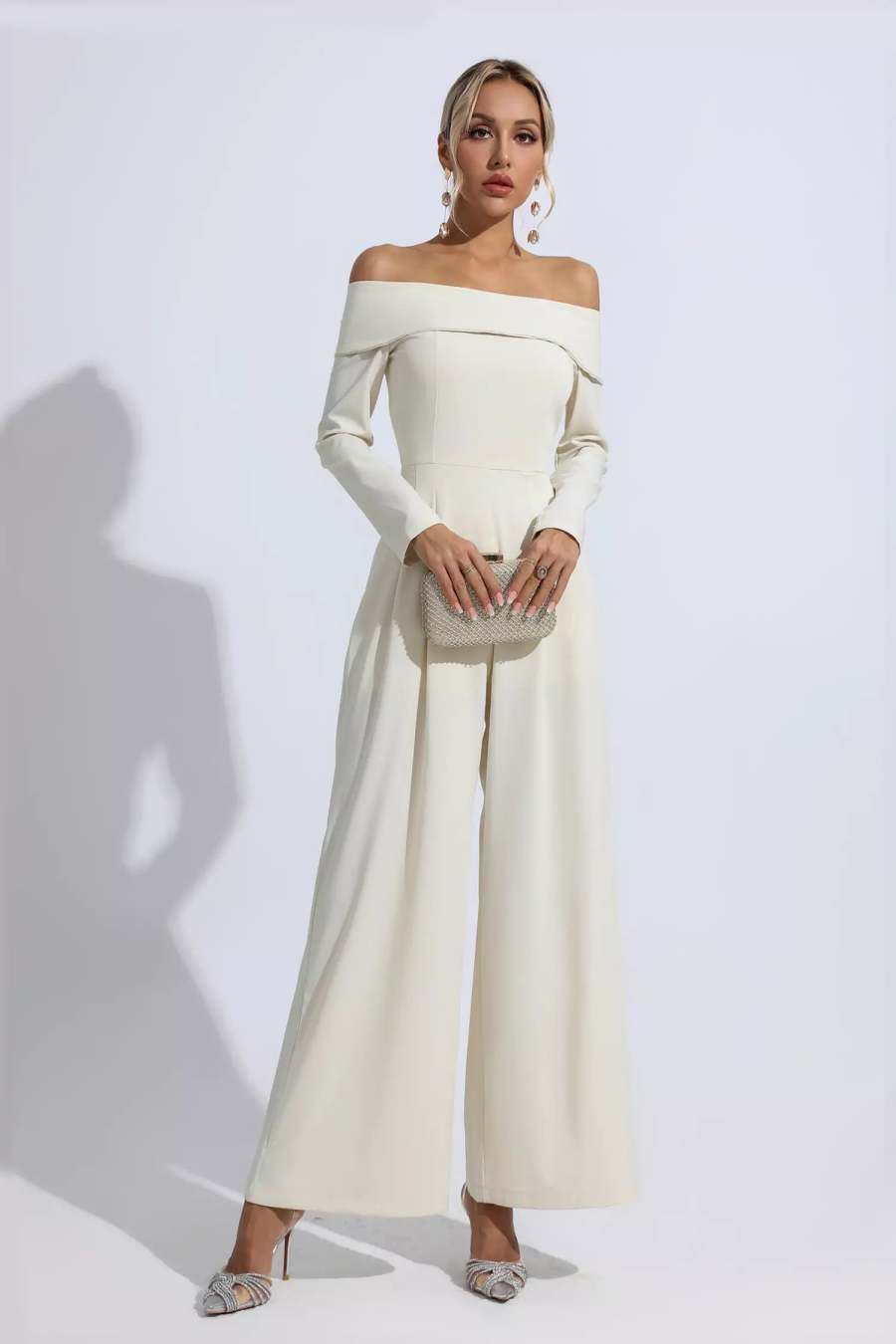 Drape Jumpsuit Apricot Jumpsuit Off Shoulder Jumpsuit