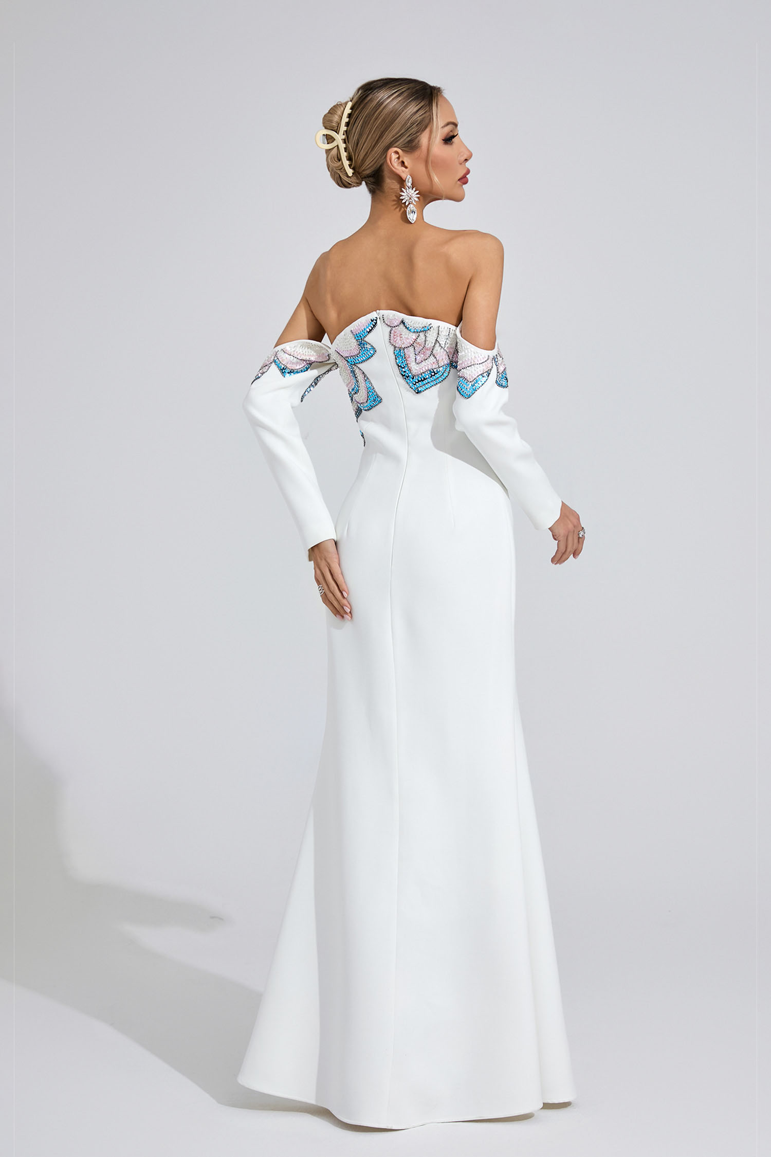 Catrin White Diamond Maxi Dress
