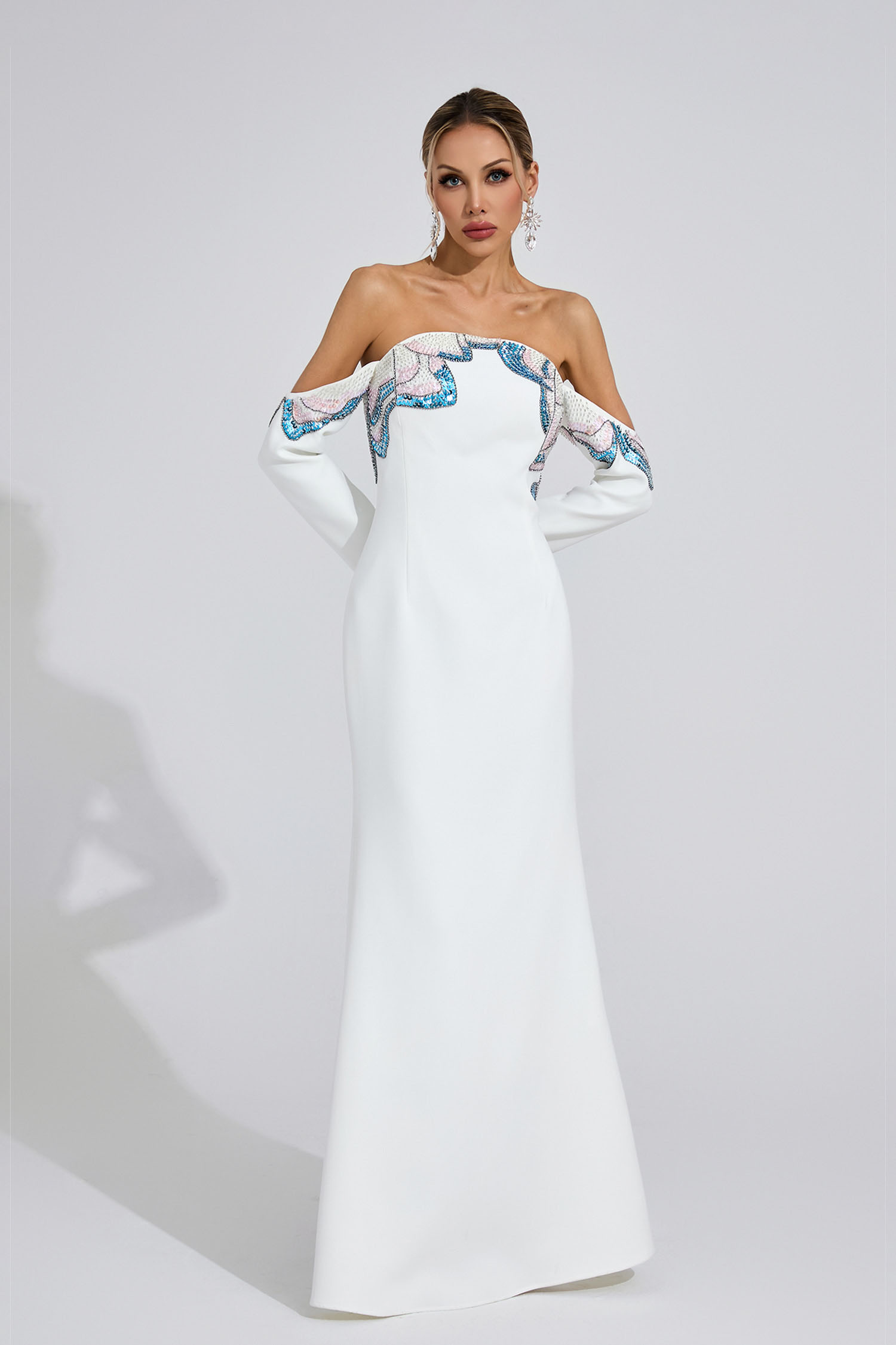 Catrin White Diamond Maxi Dress