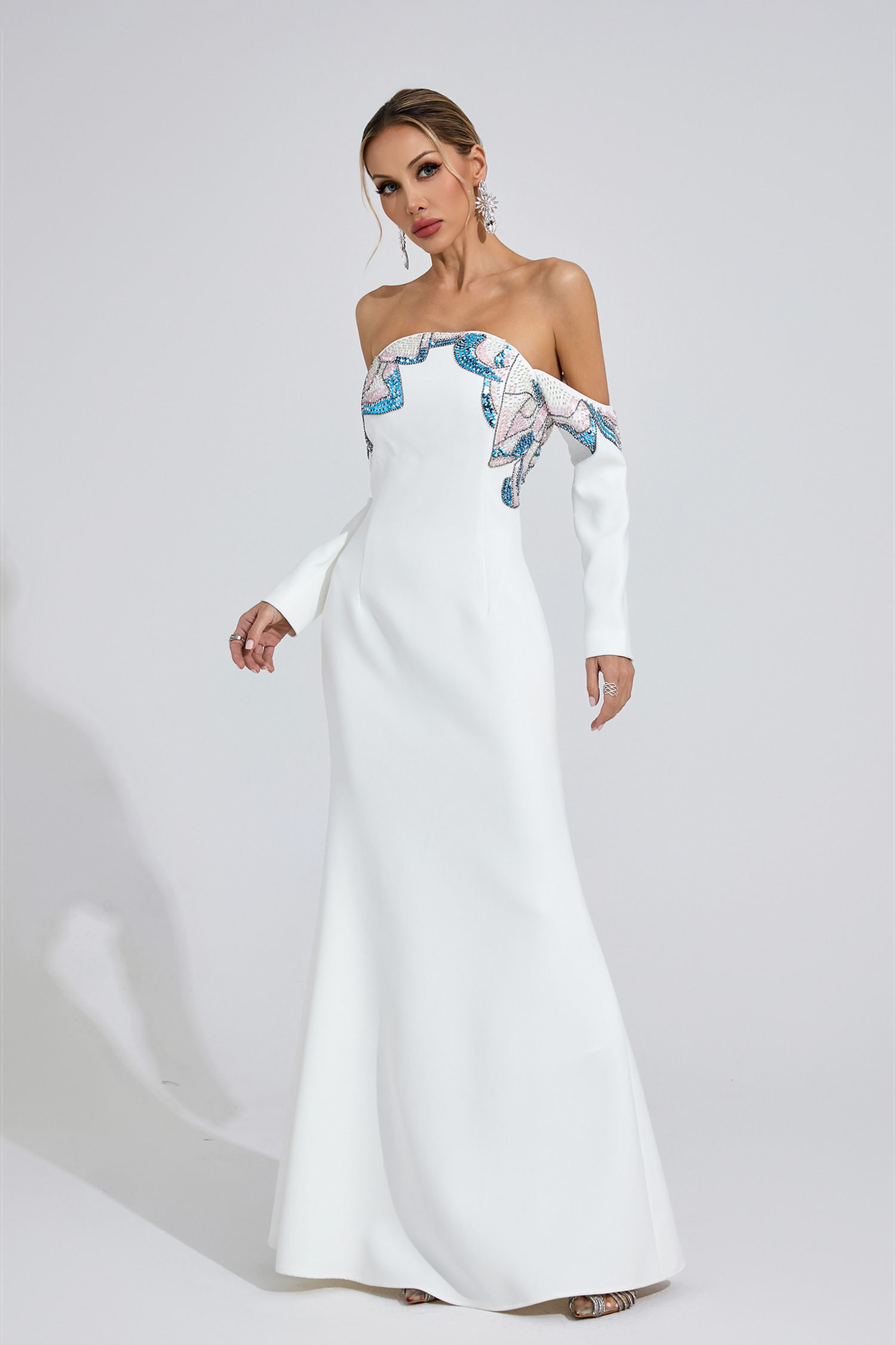 Catrin White Diamond Maxi Dress