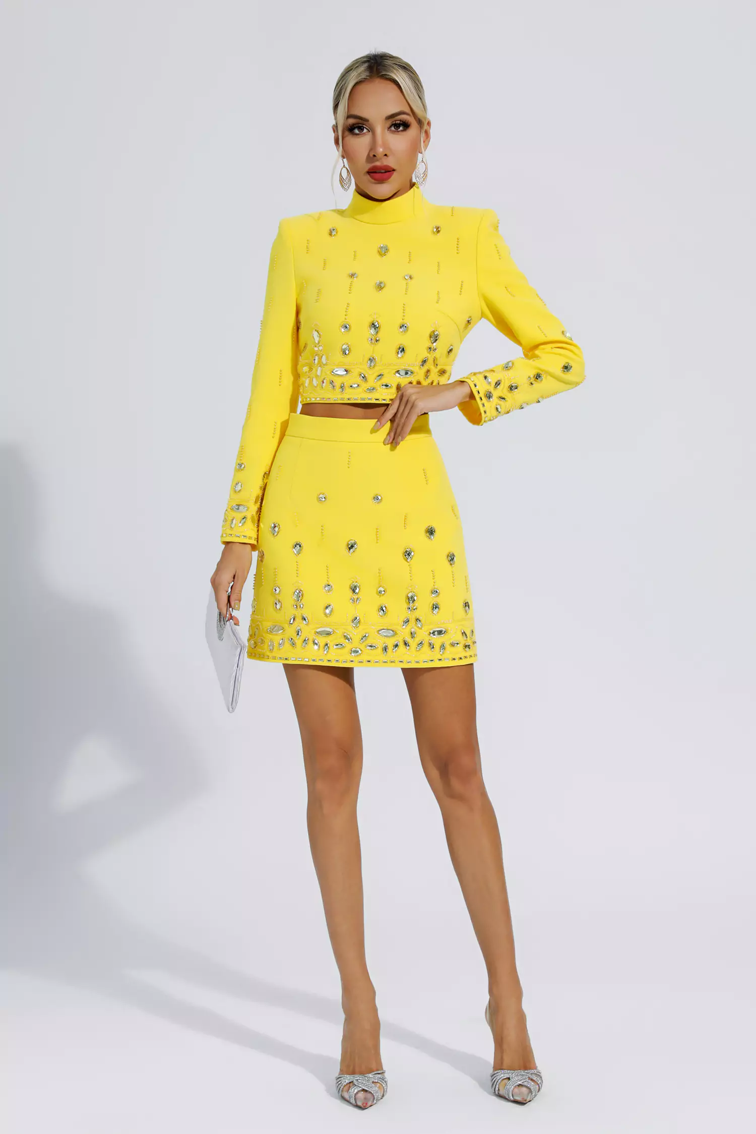 Cecelia Yellow Crystal Embellished Set-CATCHALL