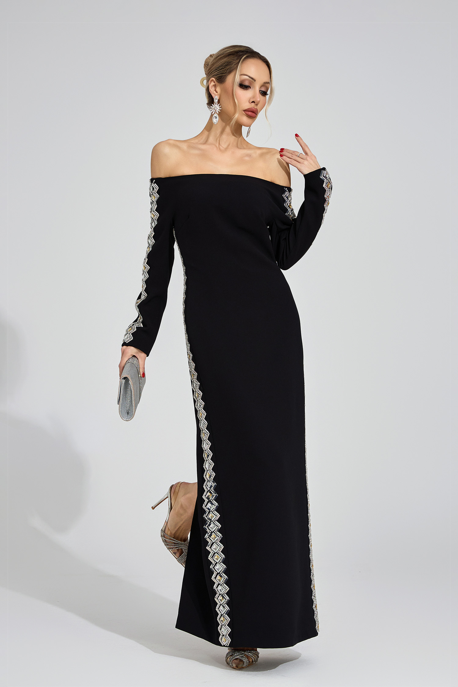 Cecilia Black Diamond Maxi Dress