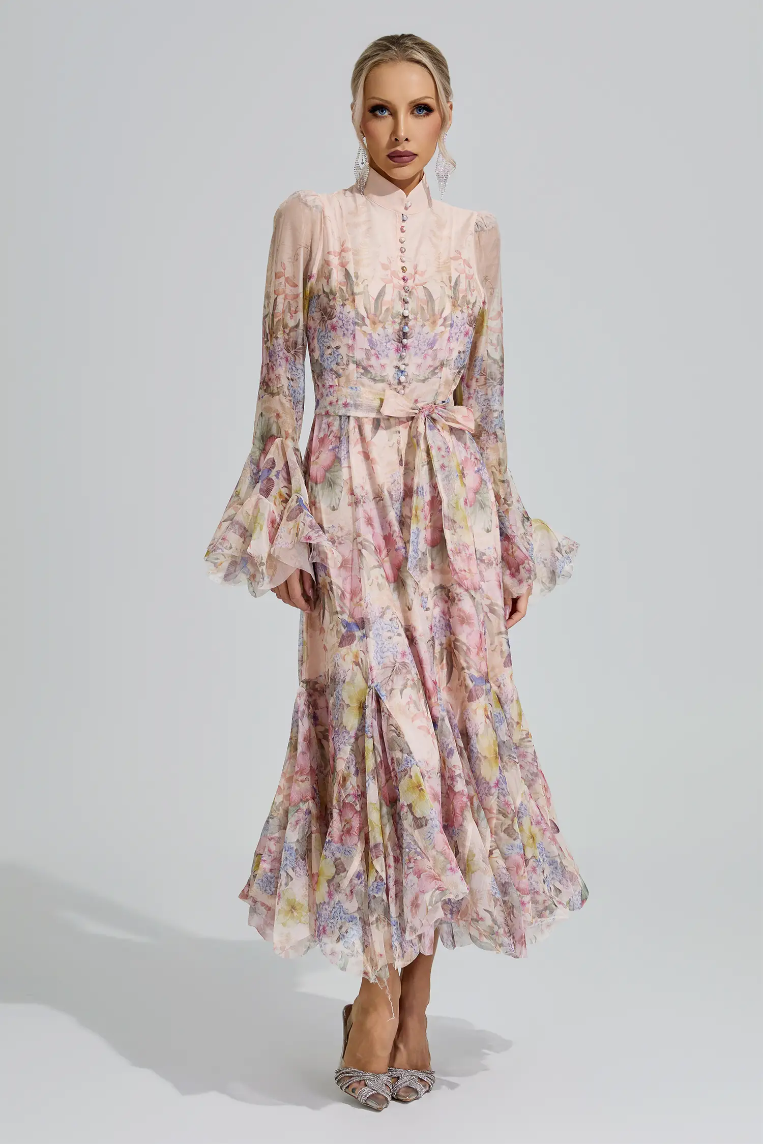 Ceres Apricot Floral Maxi Dress