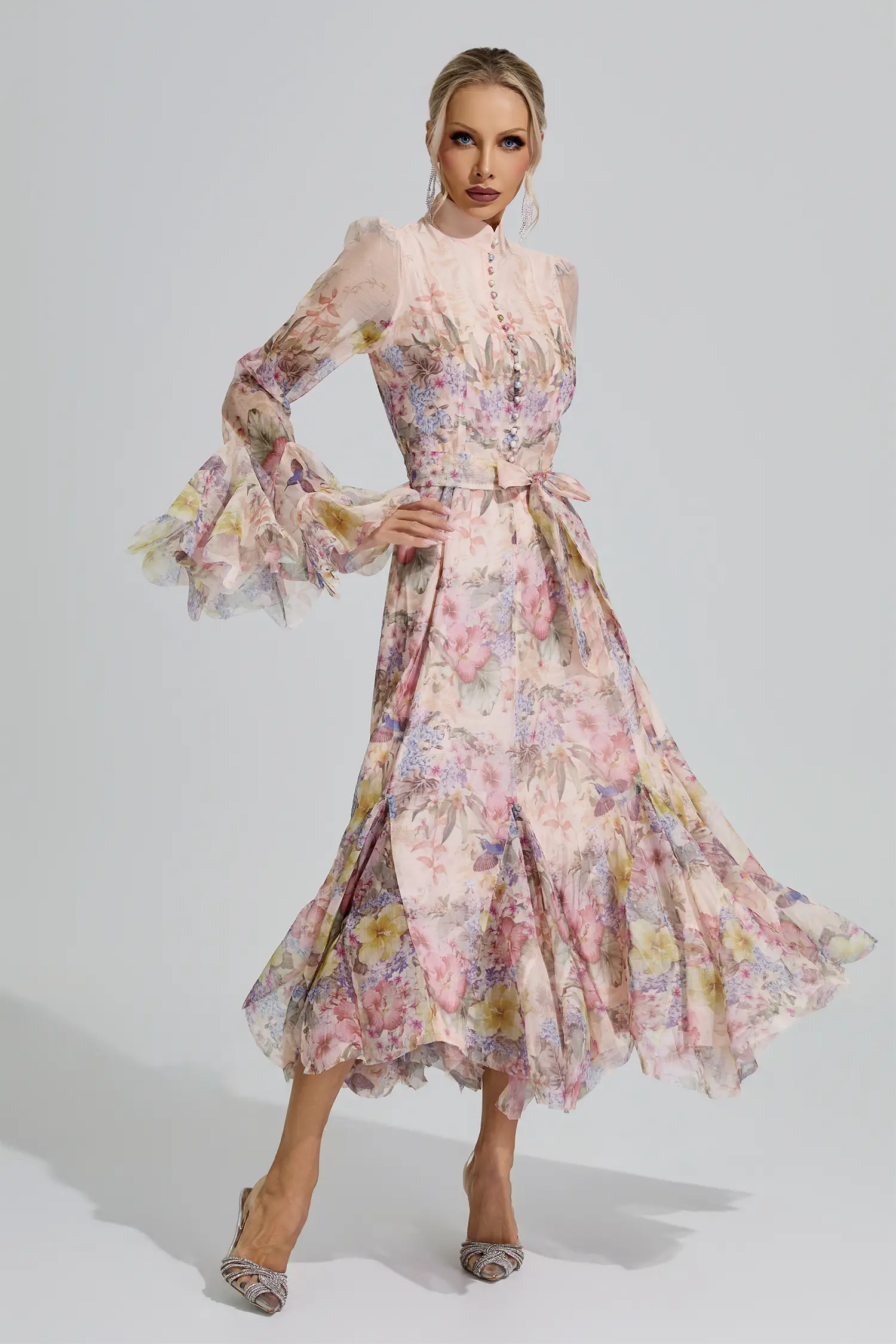 Ceres Apricot Floral Maxi Dress