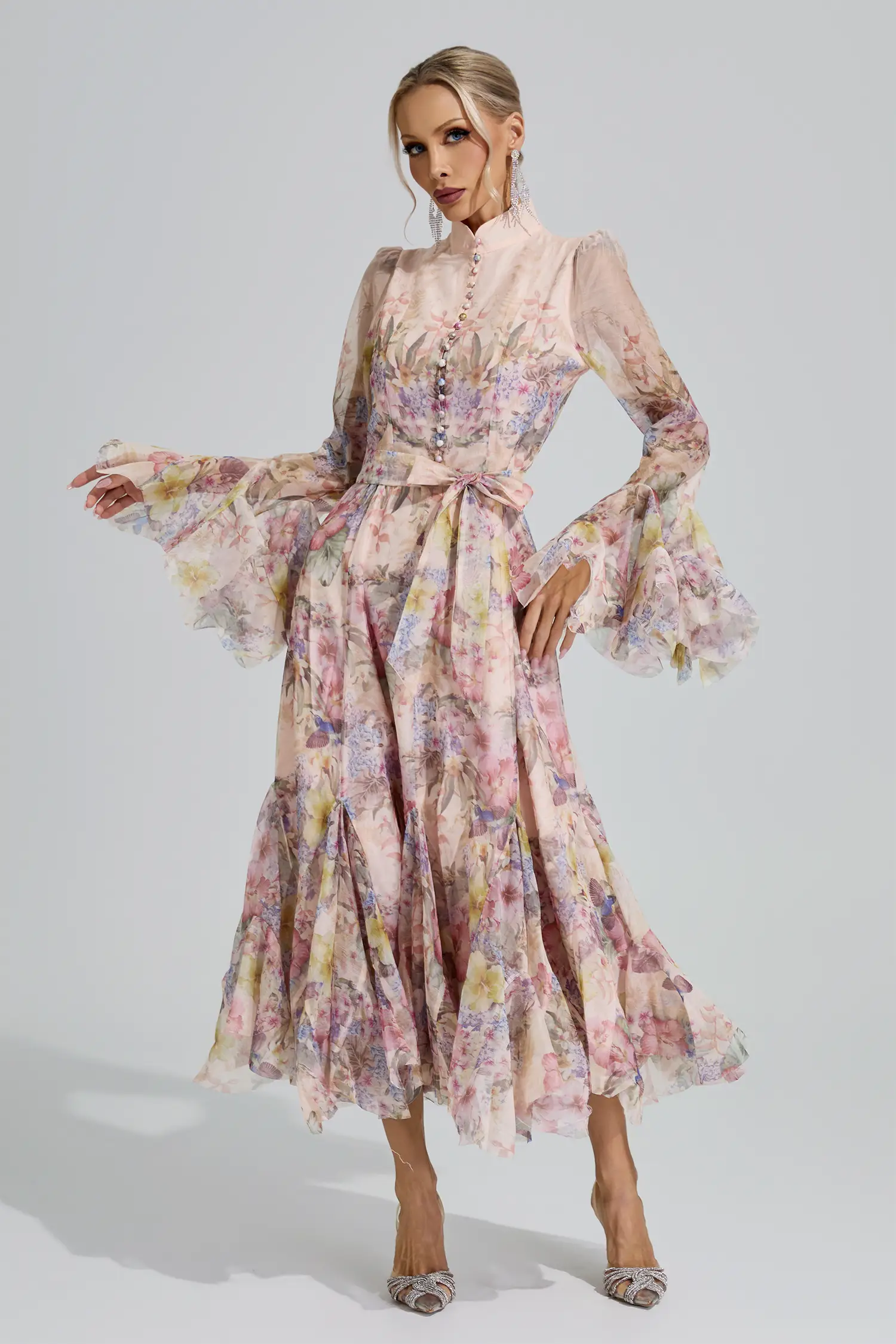Ceres Apricot Floral Maxi Dress