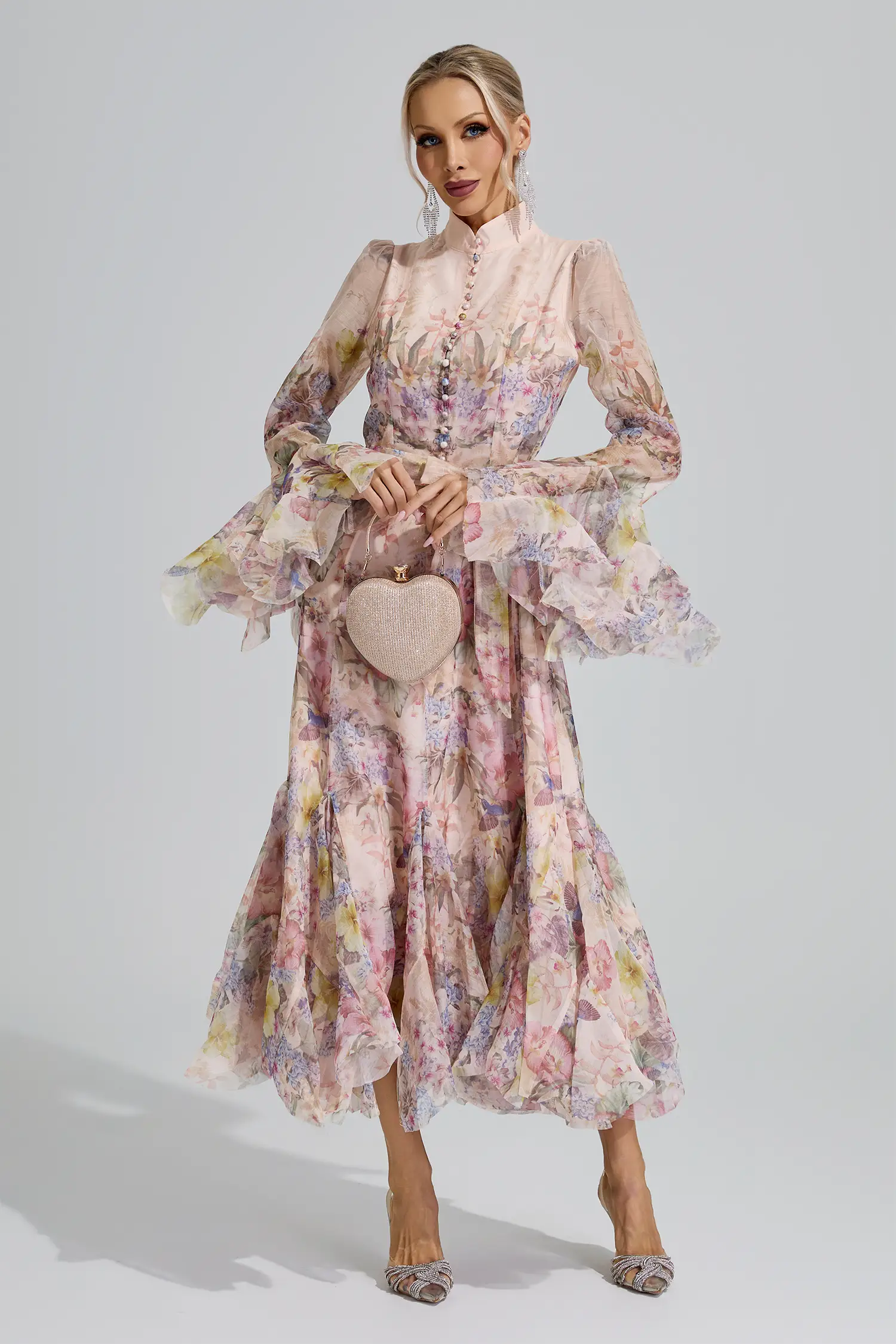 Ceres Apricot Floral Maxi Dress