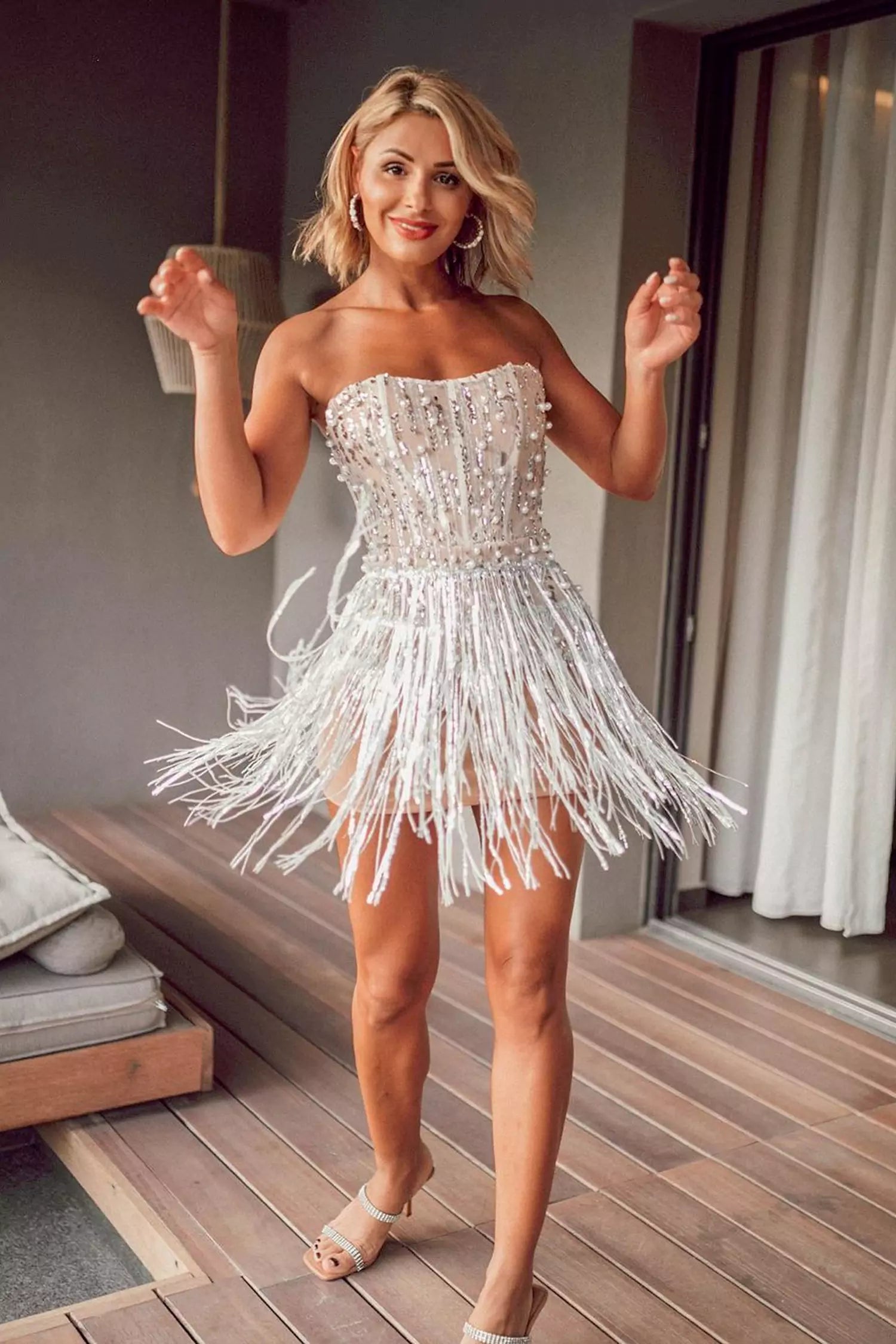 Silver tassel sequin bodycon 2024 dress