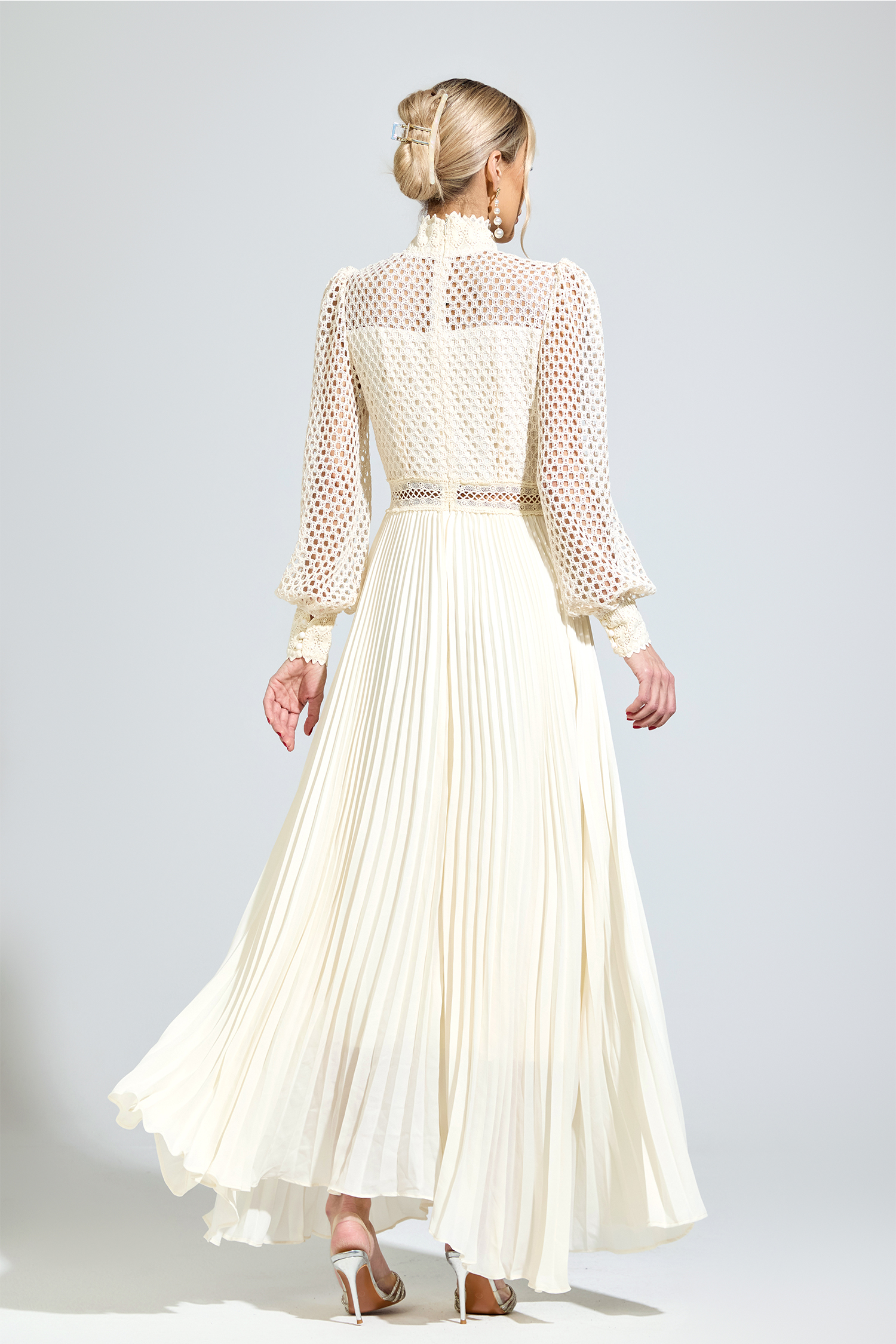 Chomsky Apricot Embroidered Formal Dress