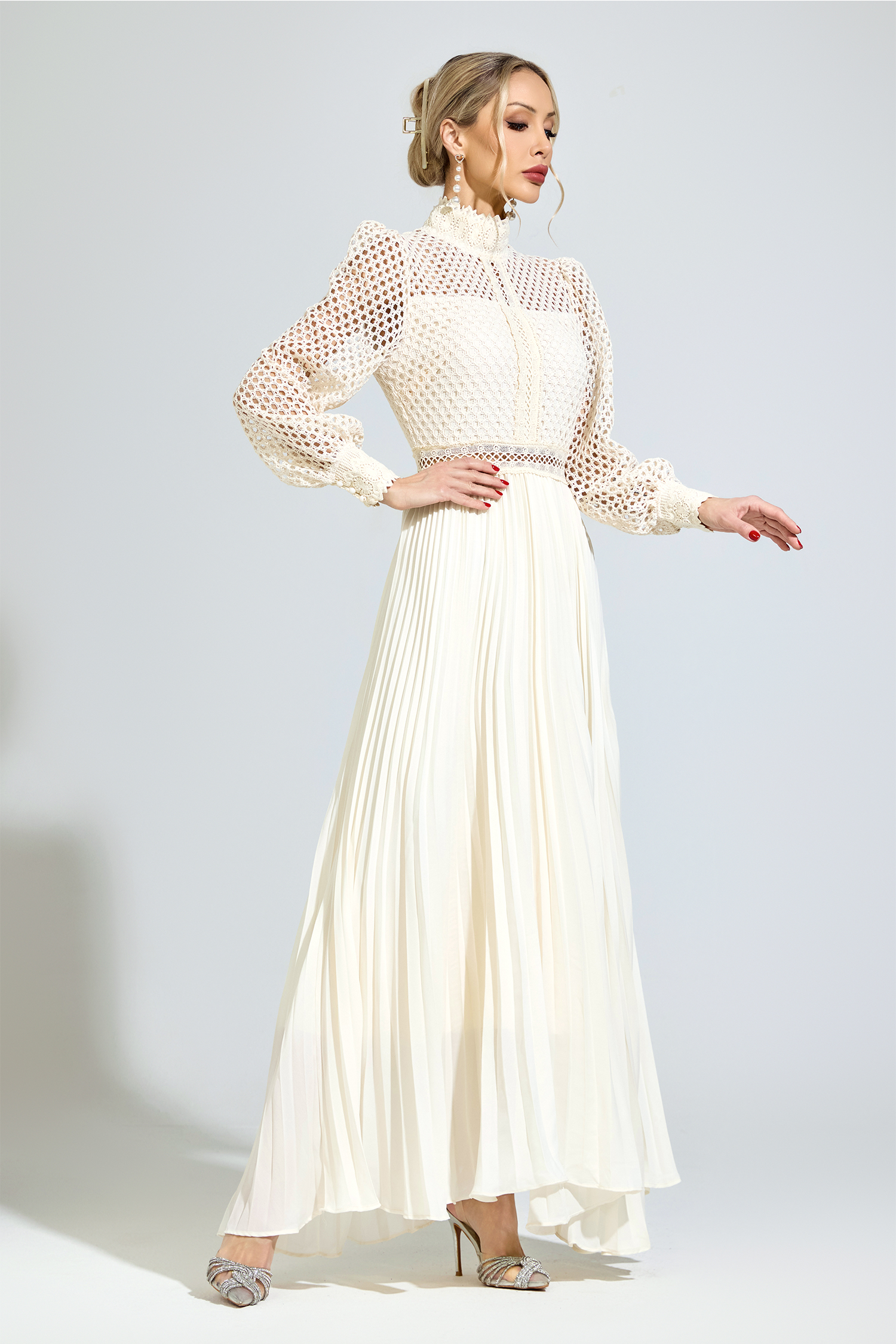 Chomsky Apricot Embroidered Formal Dress – CATCHALL