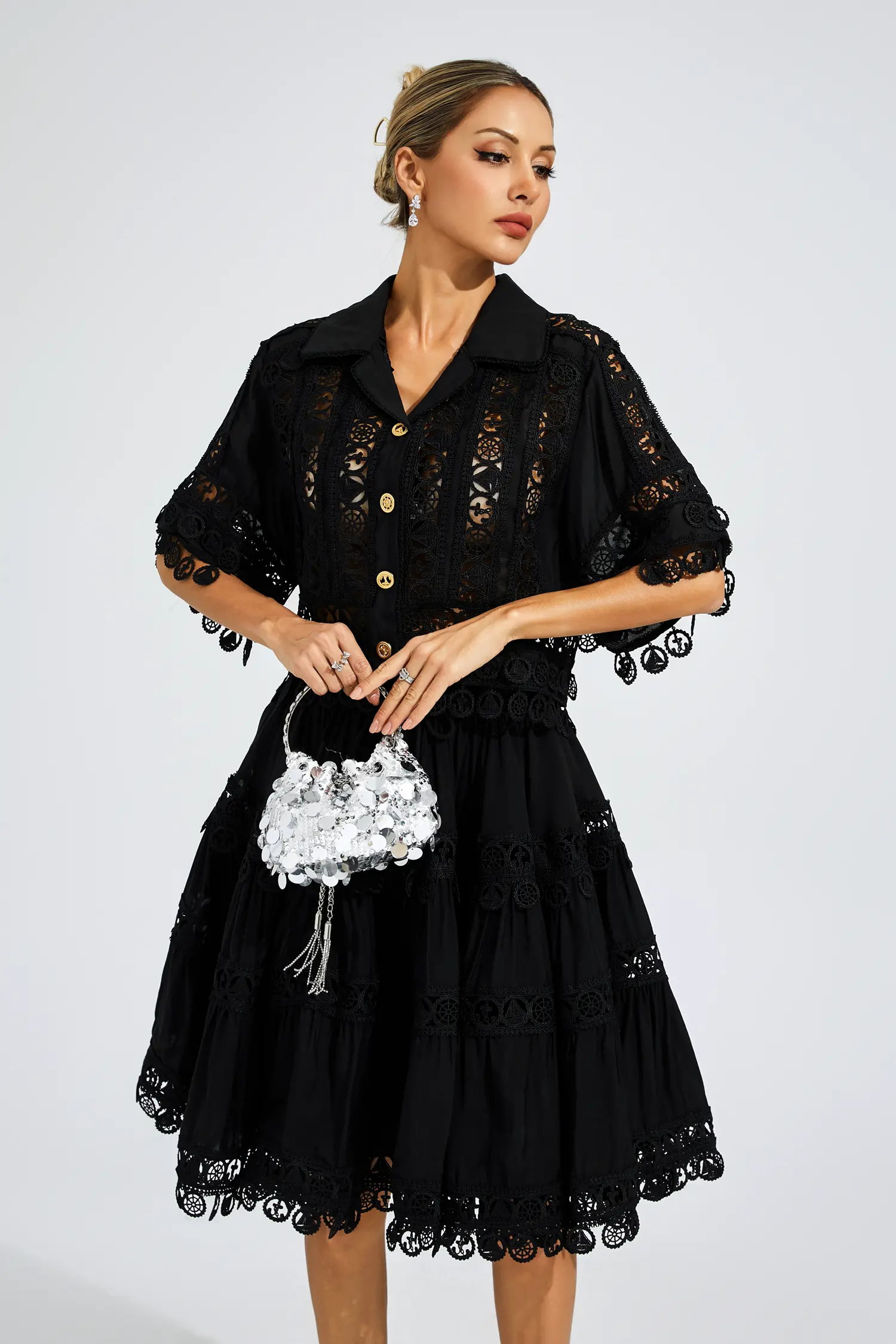 Churchill Black Lace Cut Out Set-CATCHALL