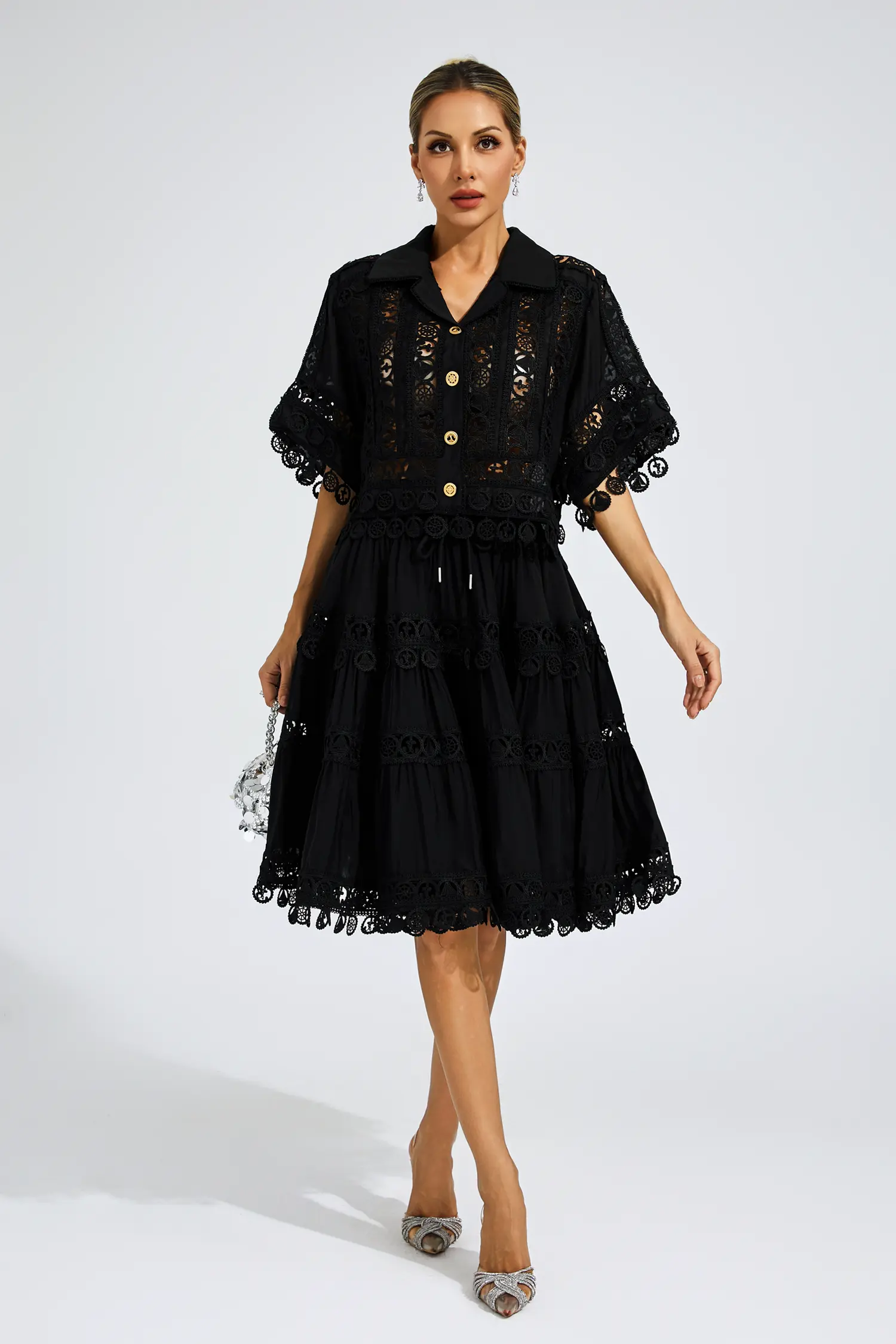 Churchill Black Lace Cut Out Set-CATCHALL