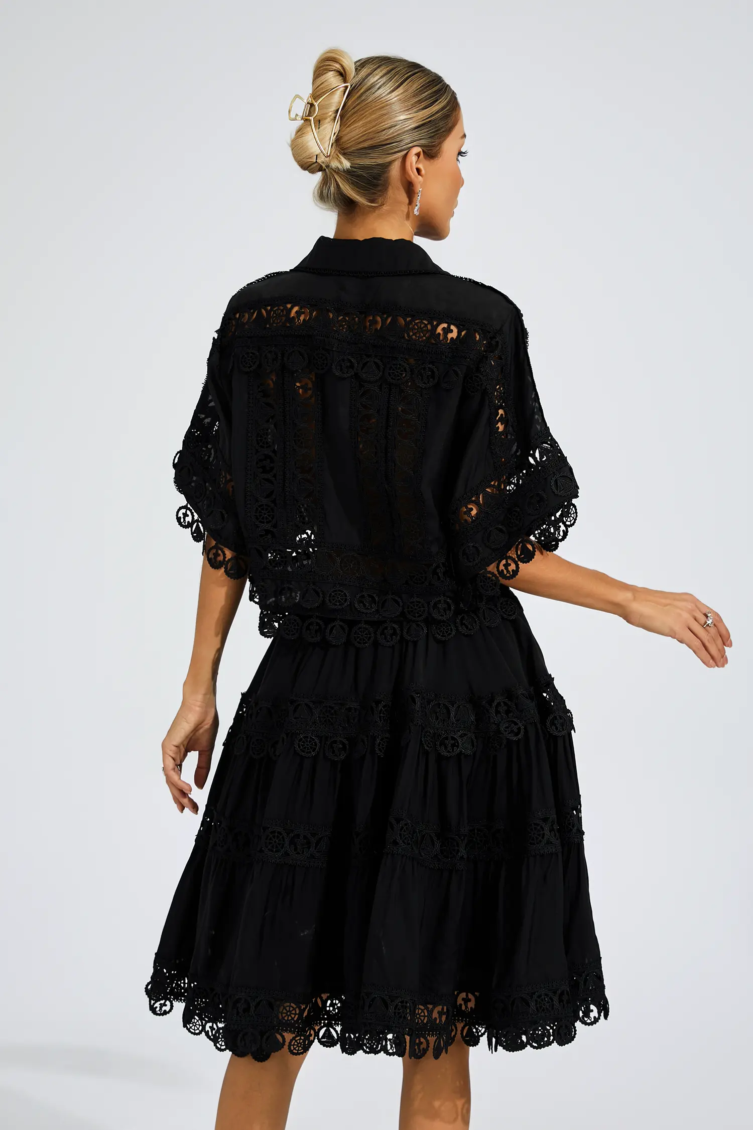 Churchill Black Lace Cut Out Set-CATCHALL