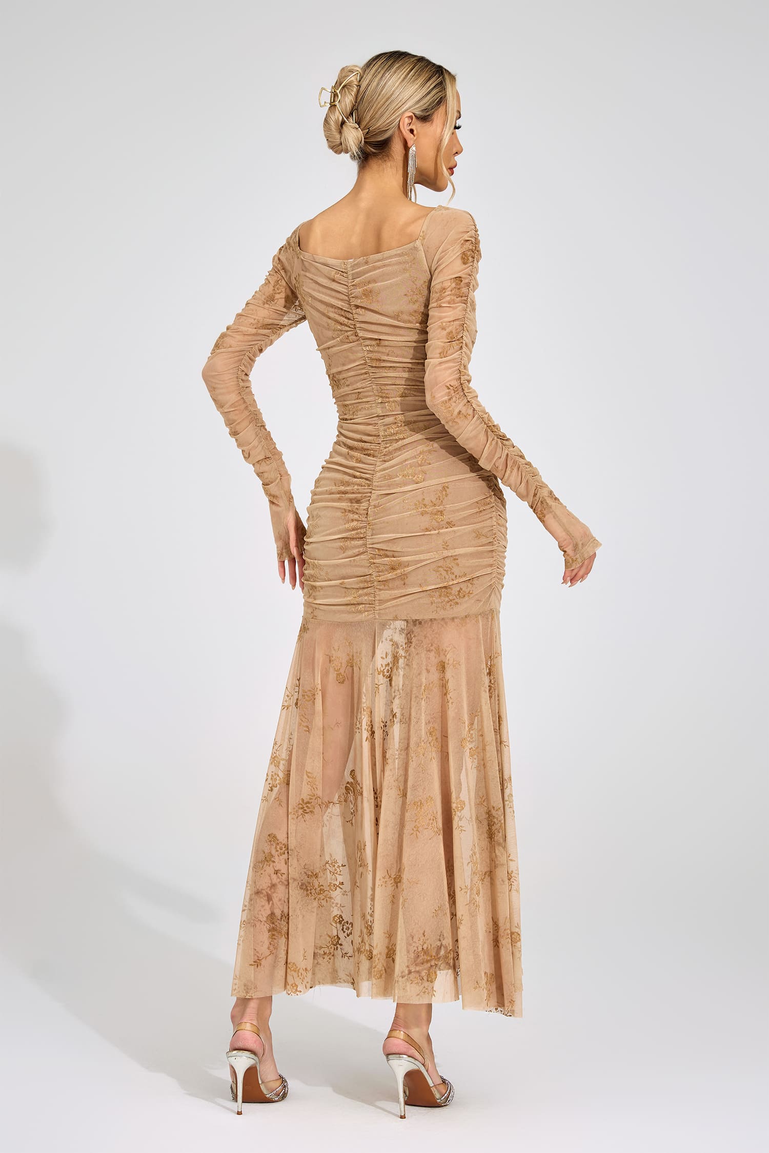 Cissi Apricot Printed Maxi Dress