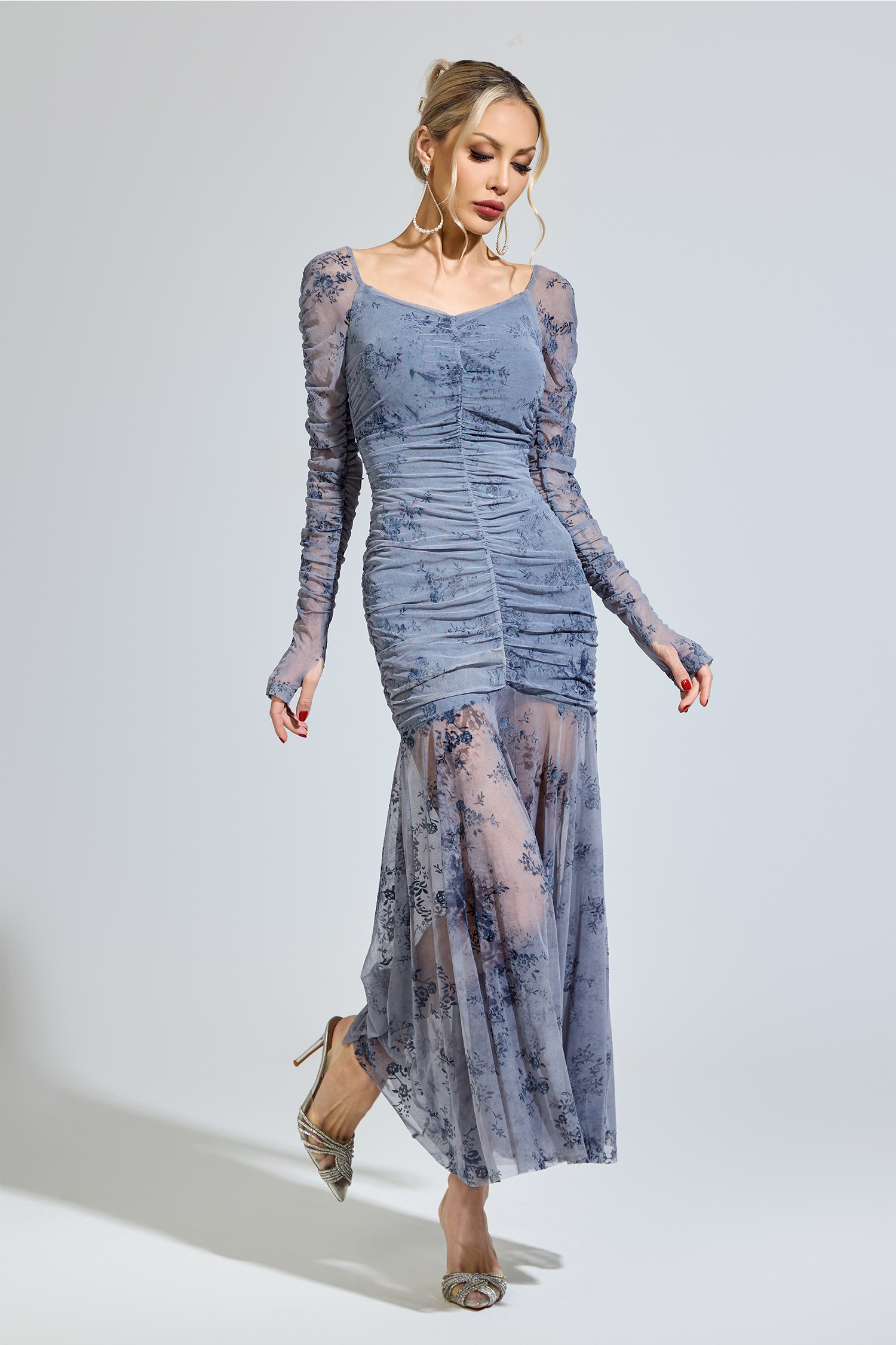 Cissi Gray Printed Maxi Dress