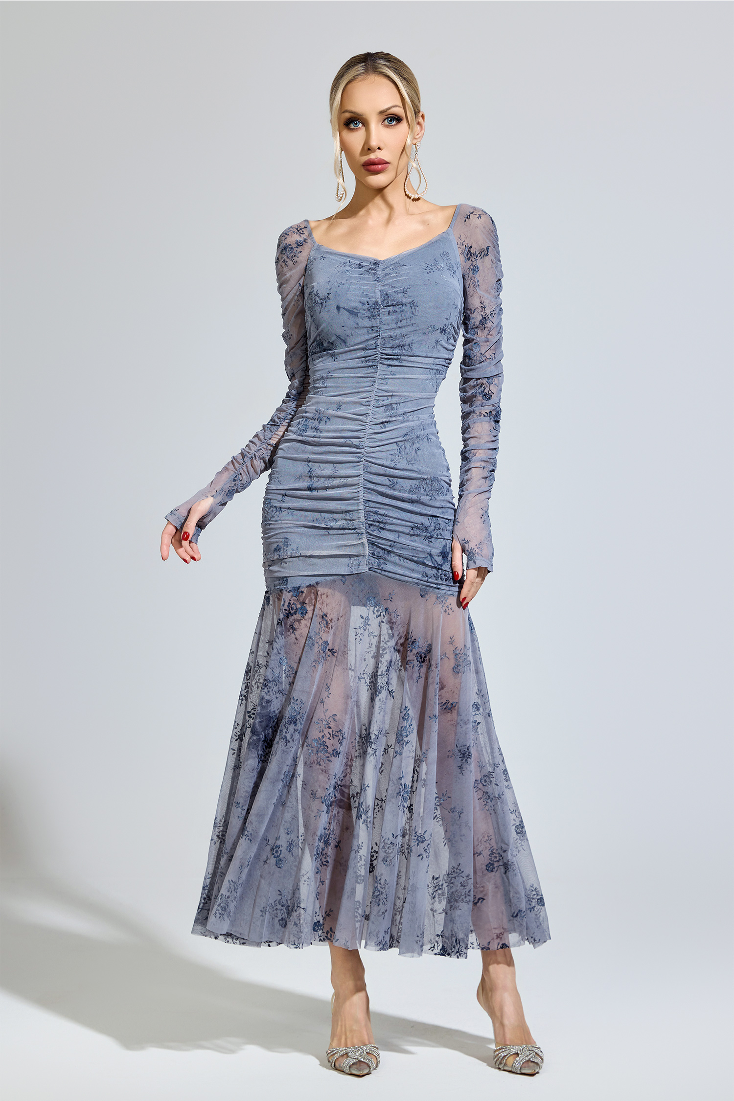 Cissi Gray Printed Maxi Dress