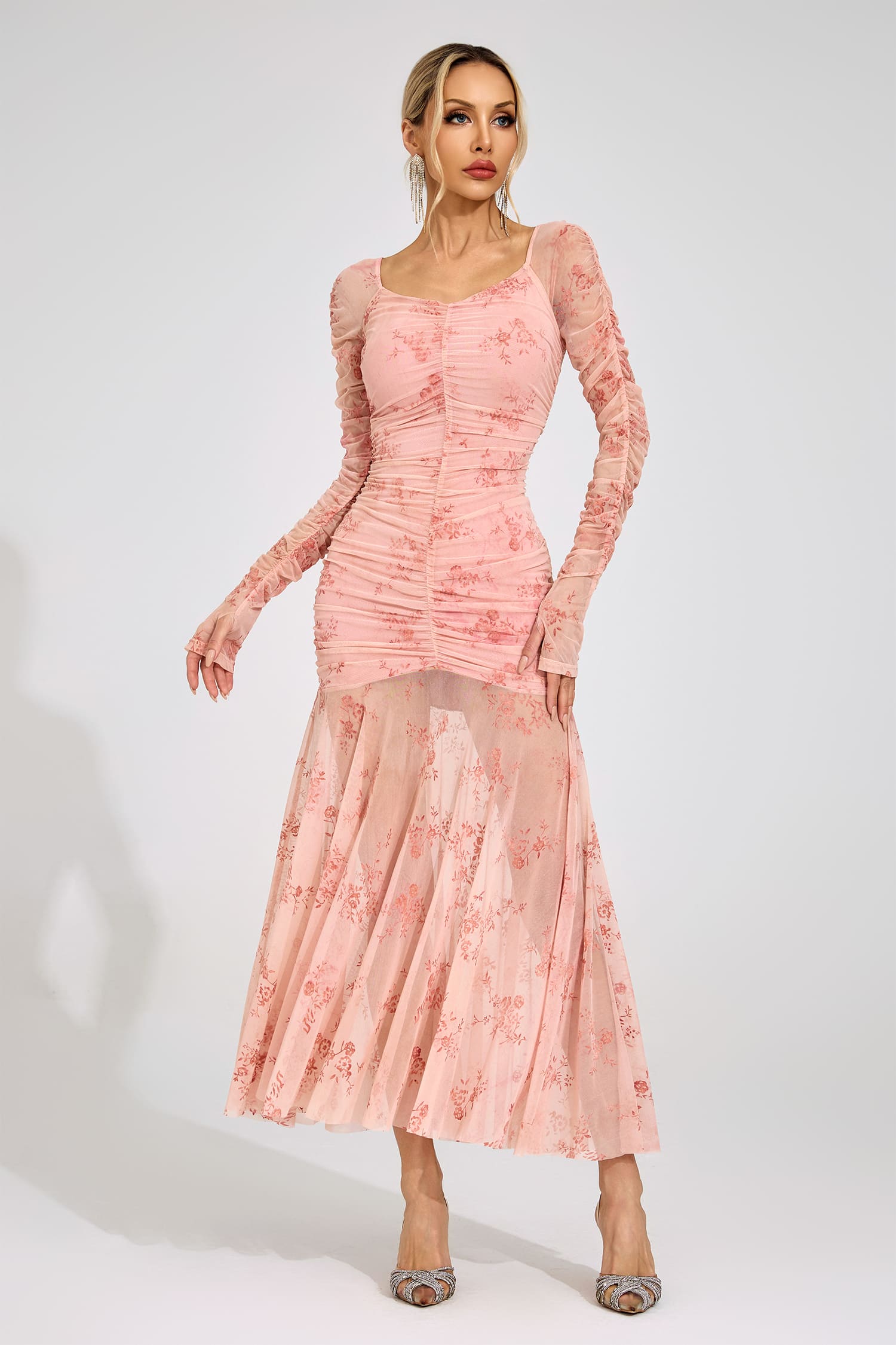 Cissi Pink Printed Maxi Dress