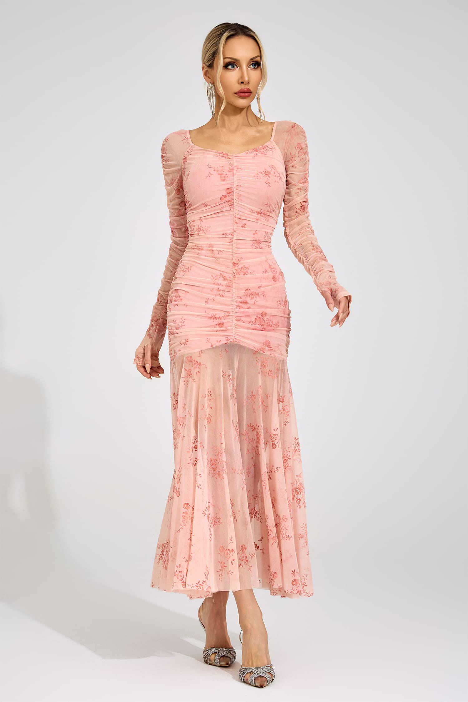 Cissi Pink Printed Maxi Dress