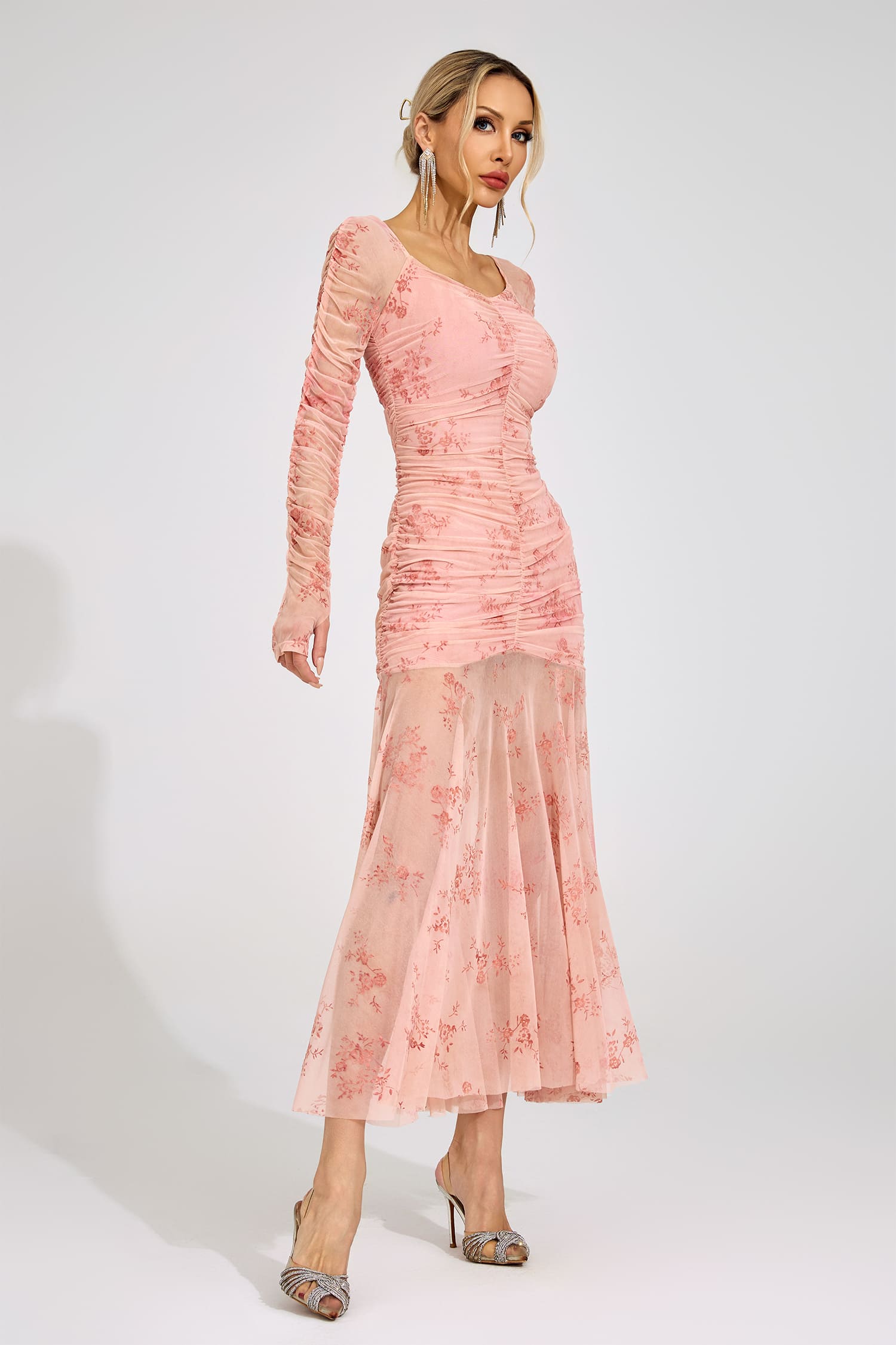 Cissi Pink Printed Maxi Dress