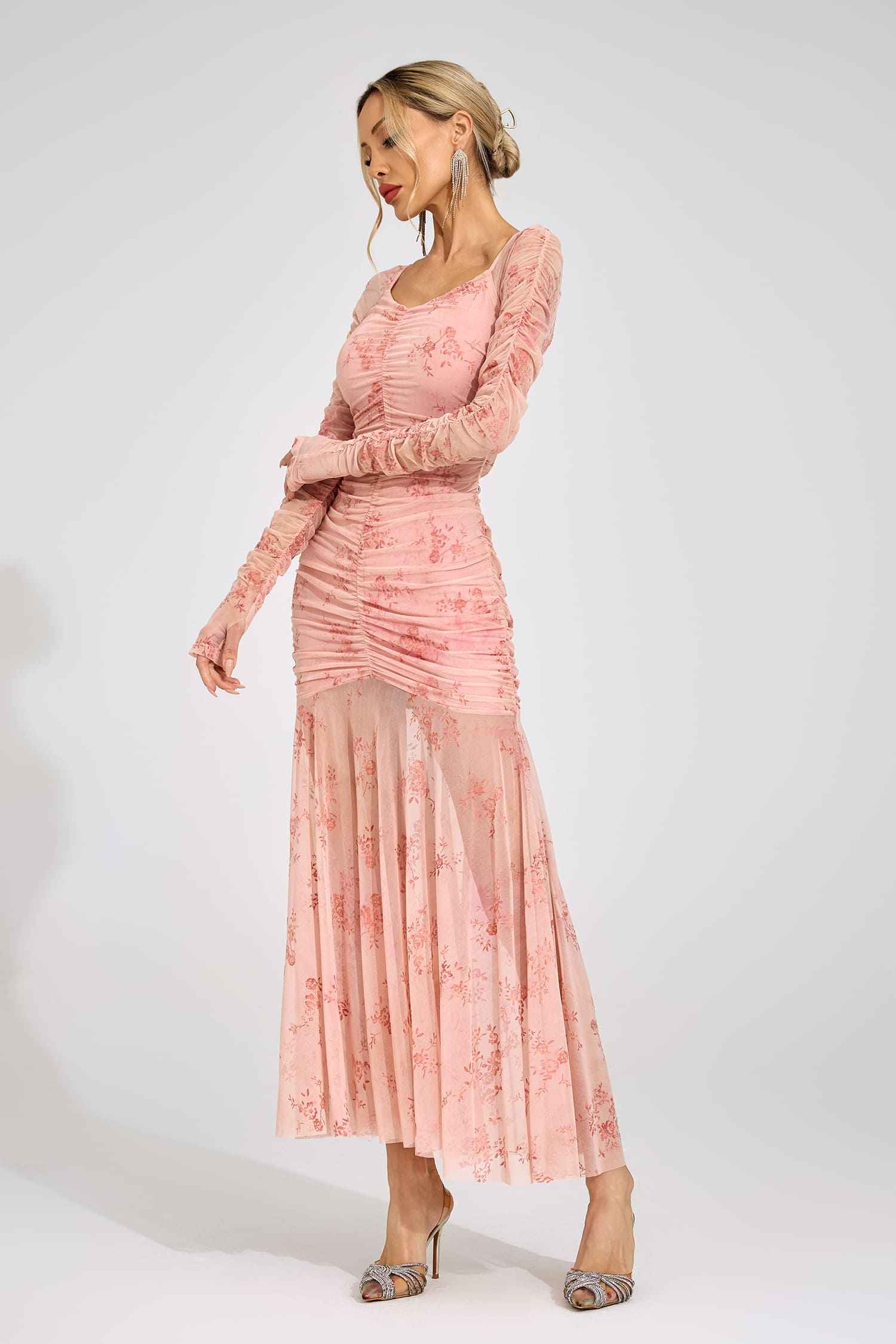 Cissi Pink Printed Maxi Dress