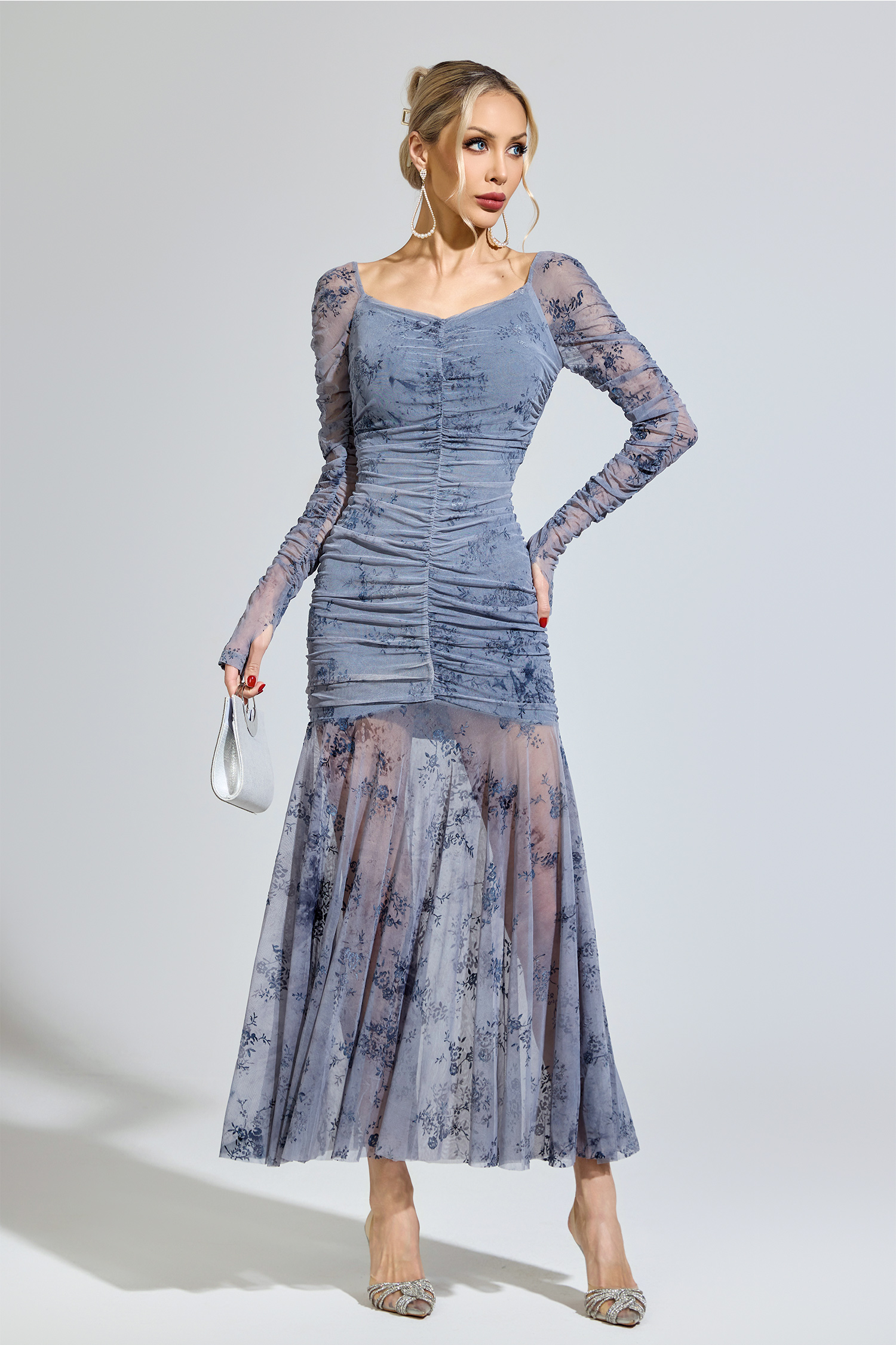 Cissi Gray Printed Maxi Dress