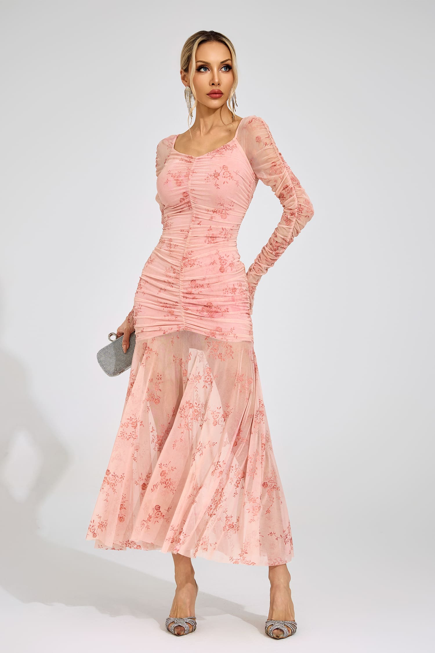 Cissi Pink Printed Maxi Dress