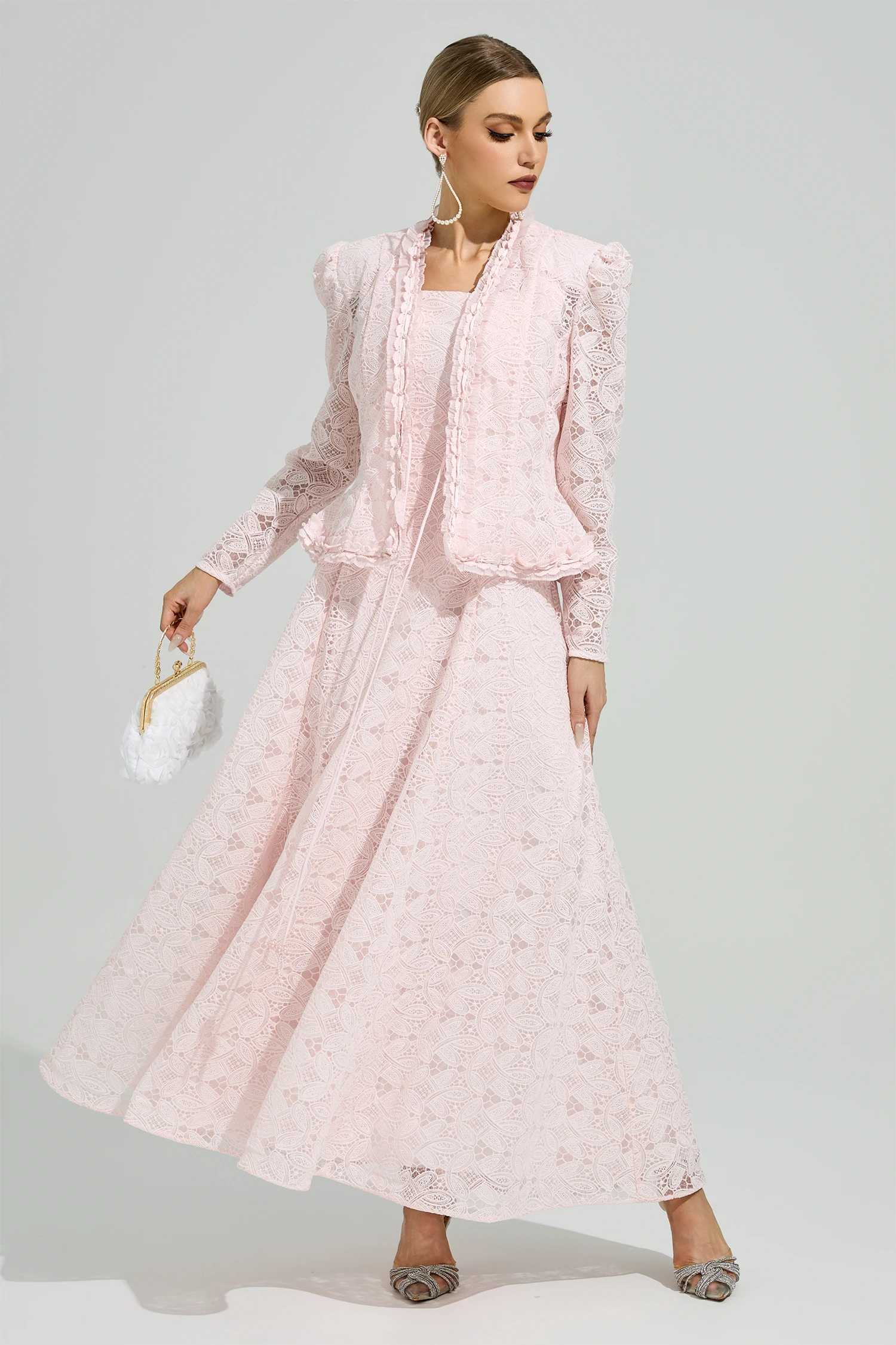 Claire Pink Lace Set
