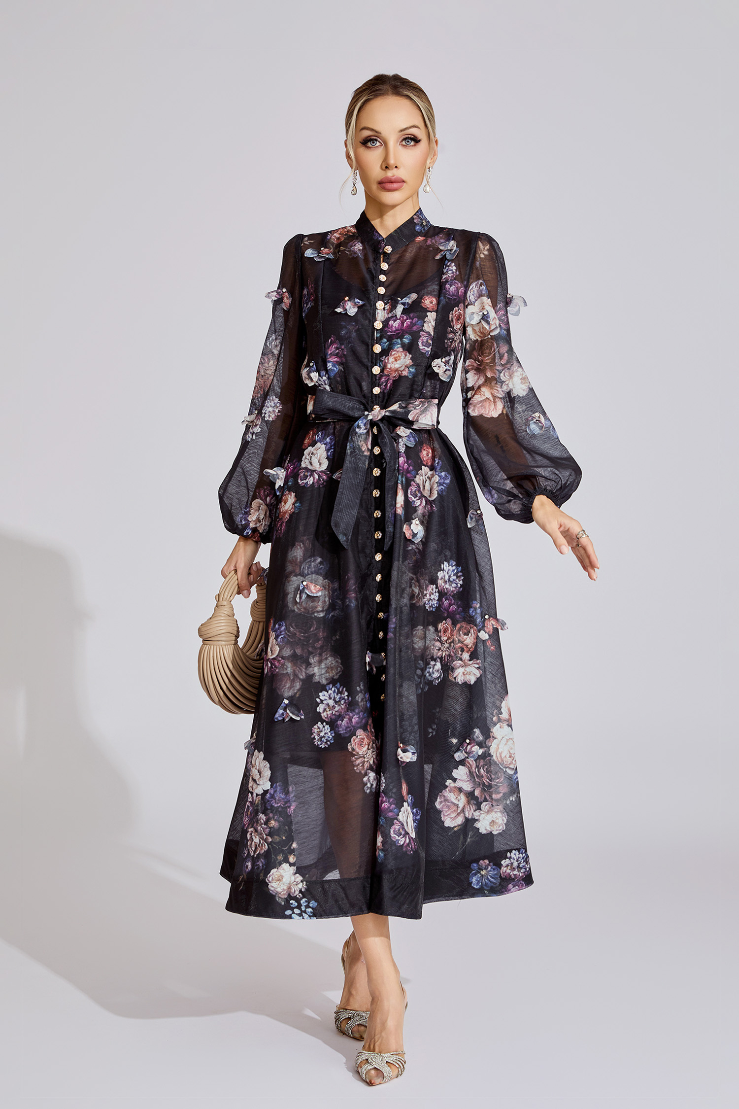 Clara Black Printed Maxi Dress