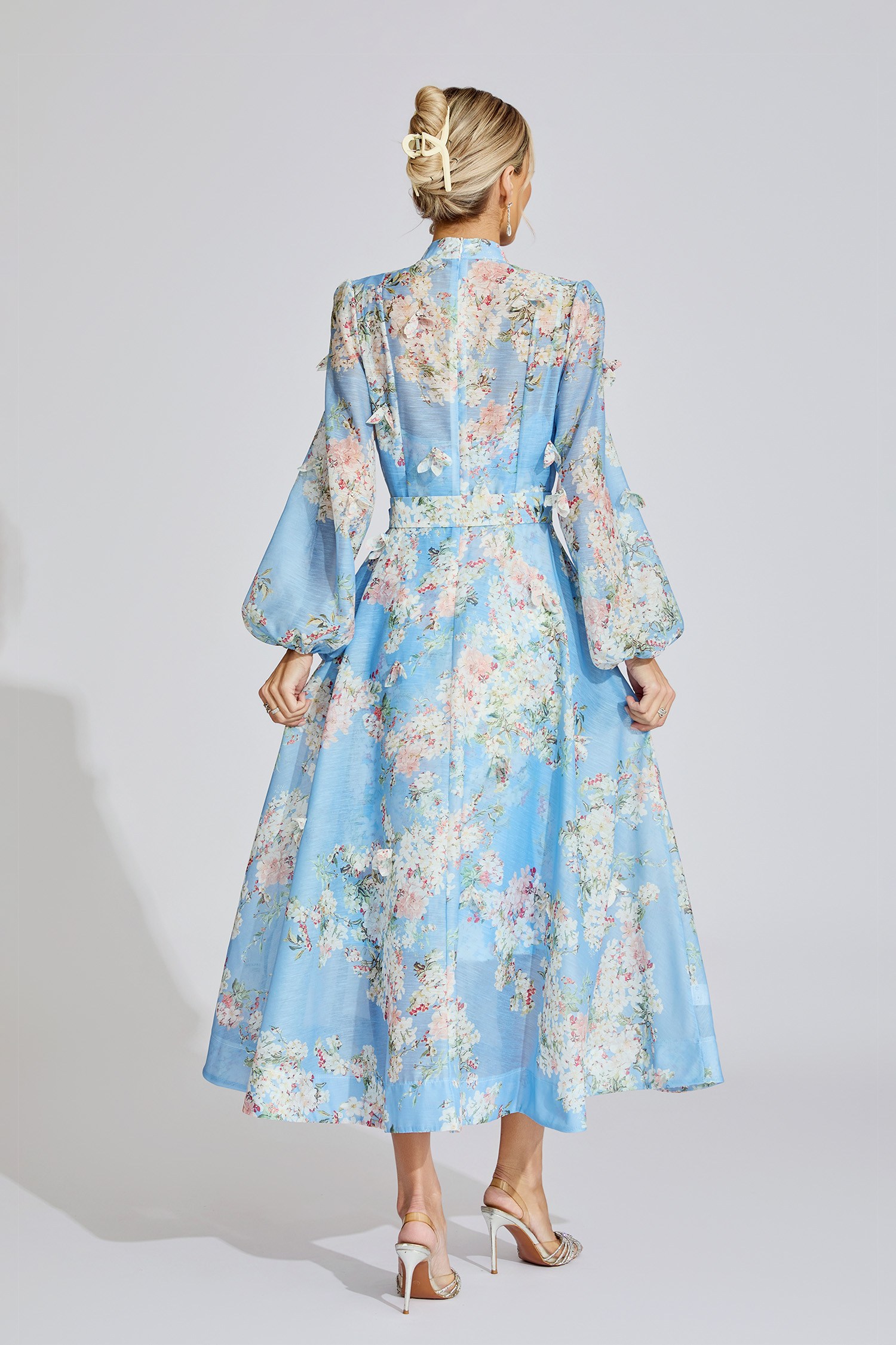 Clara Light Blue Printed Maxi Dress