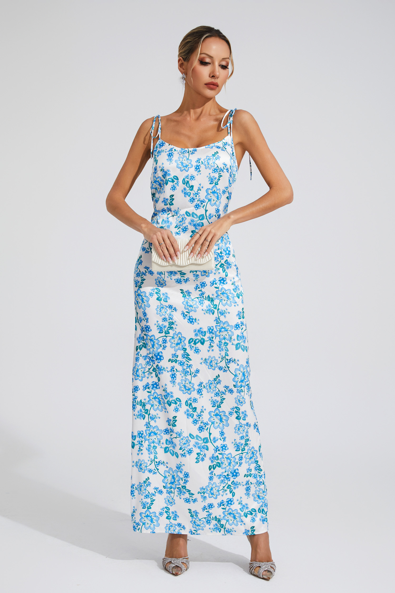Clarence Blue Floral Slip Dress