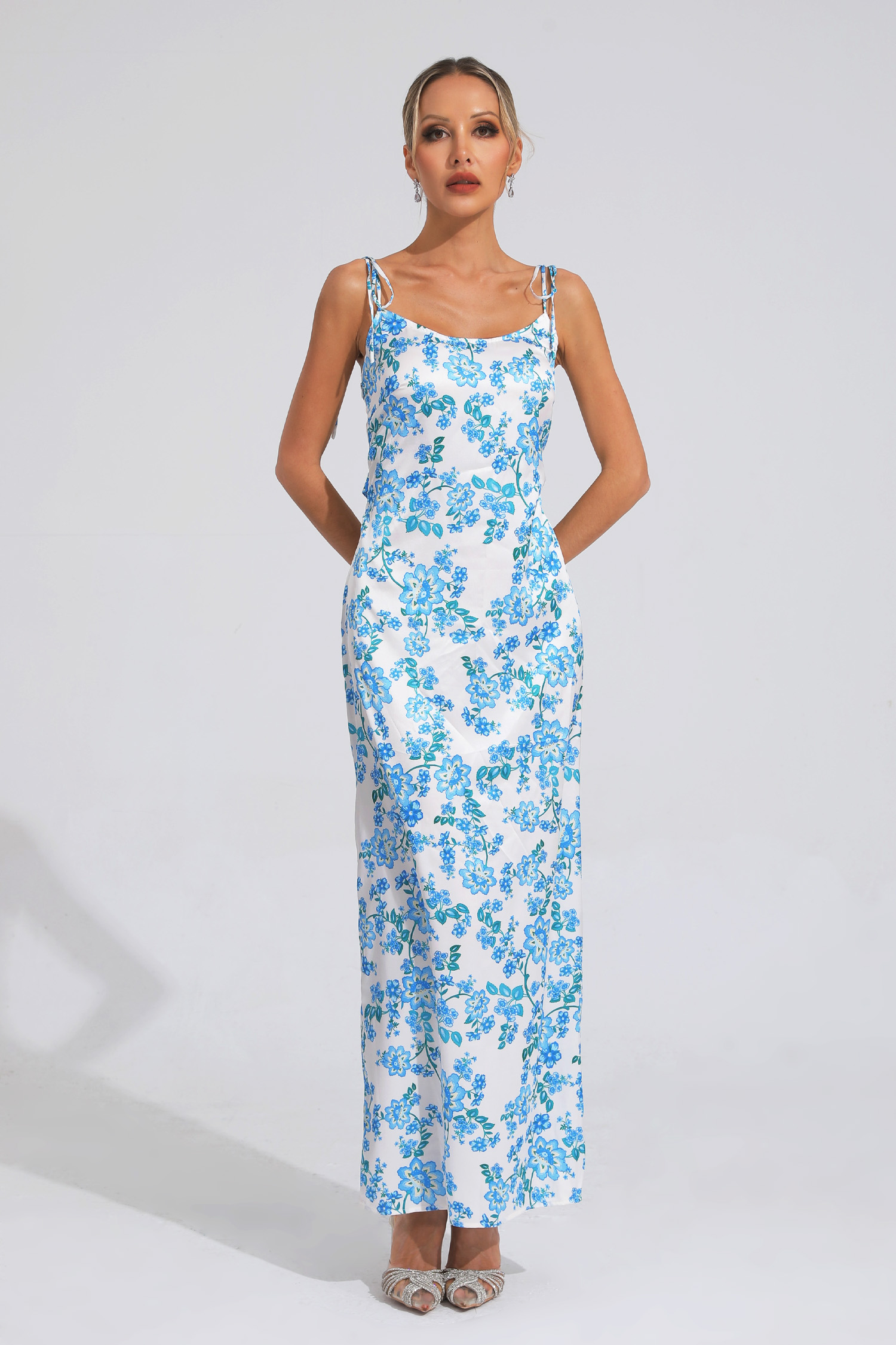 Clarence Blue Floral Slip Dress