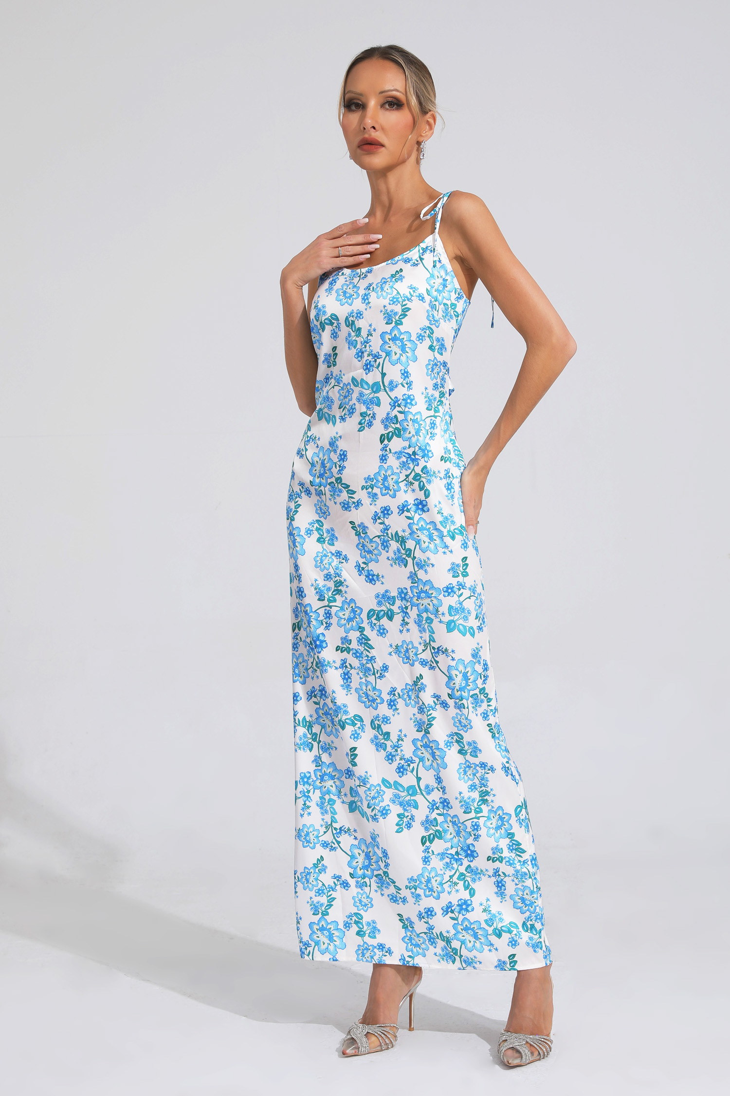 Clarence Blue Floral Slip Dress