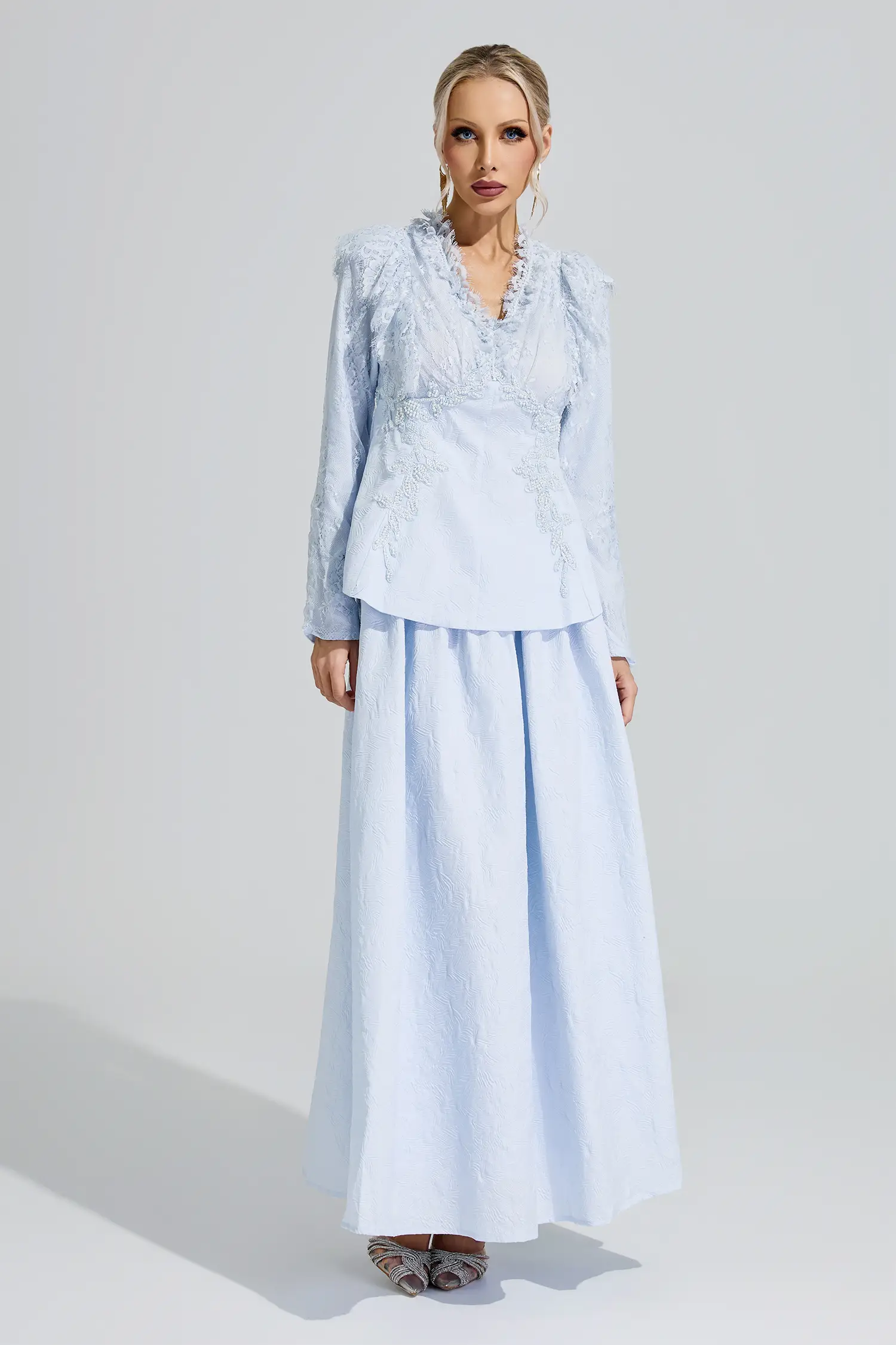 Dawkins Blue 3D Floral Lace Up Set