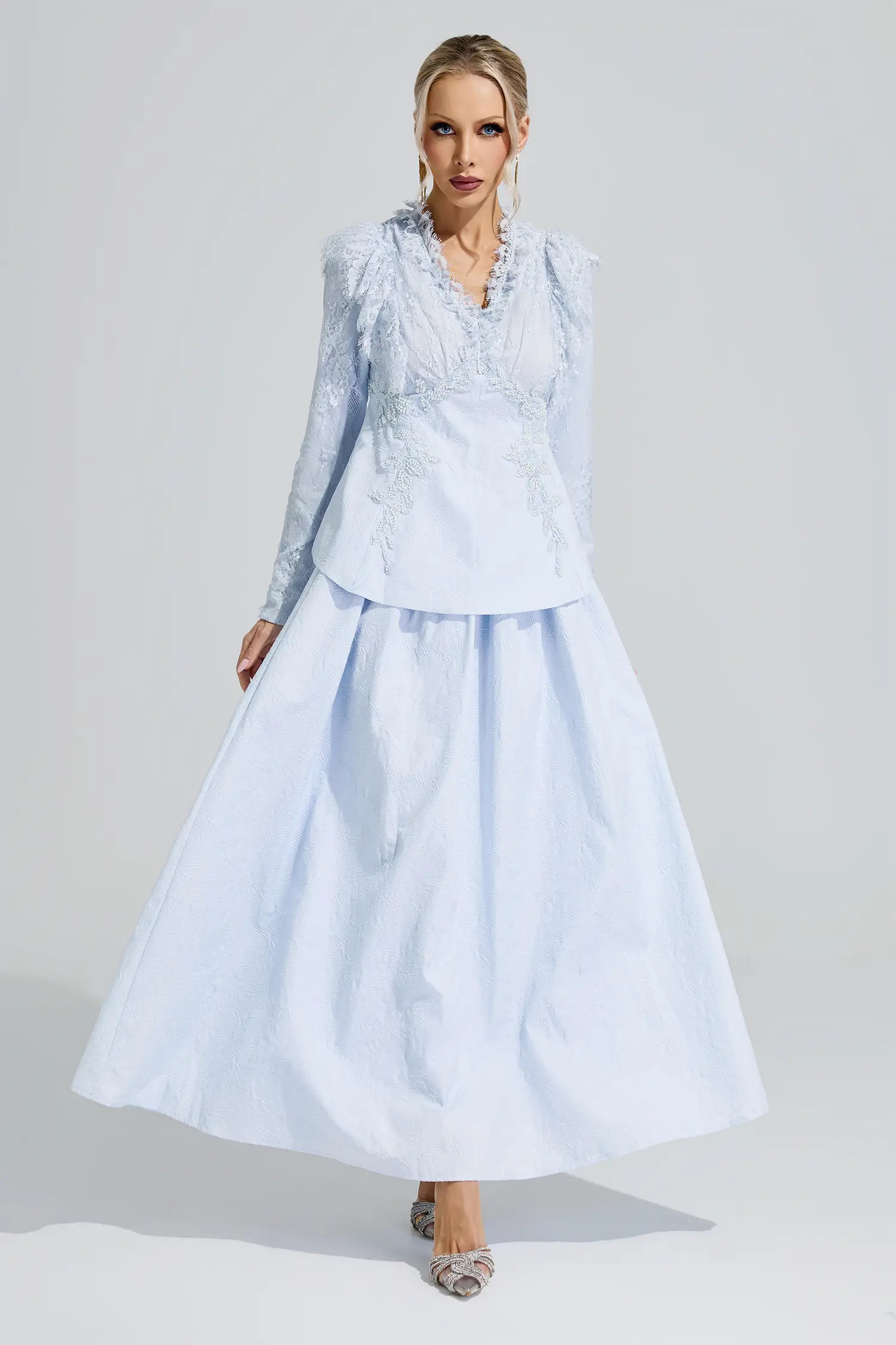 Dawkins Blue 3D Floral Lace Up Set
