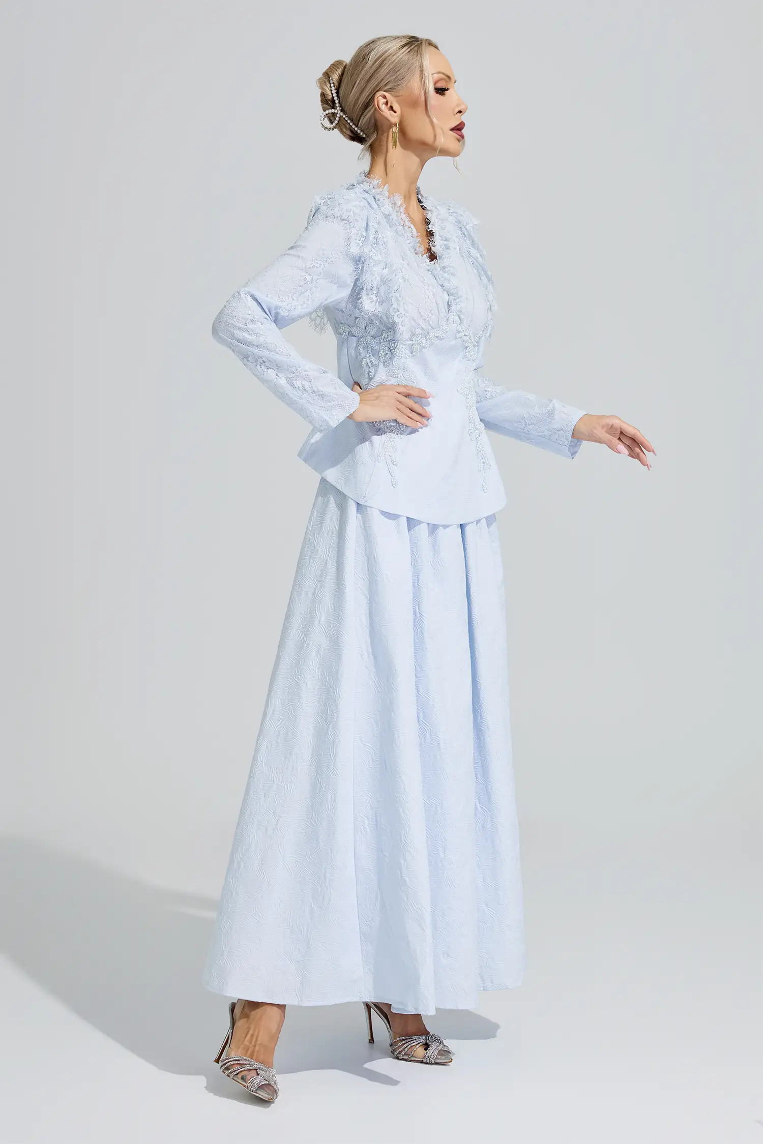 Dawkins Blue 3D Floral Lace Up Set