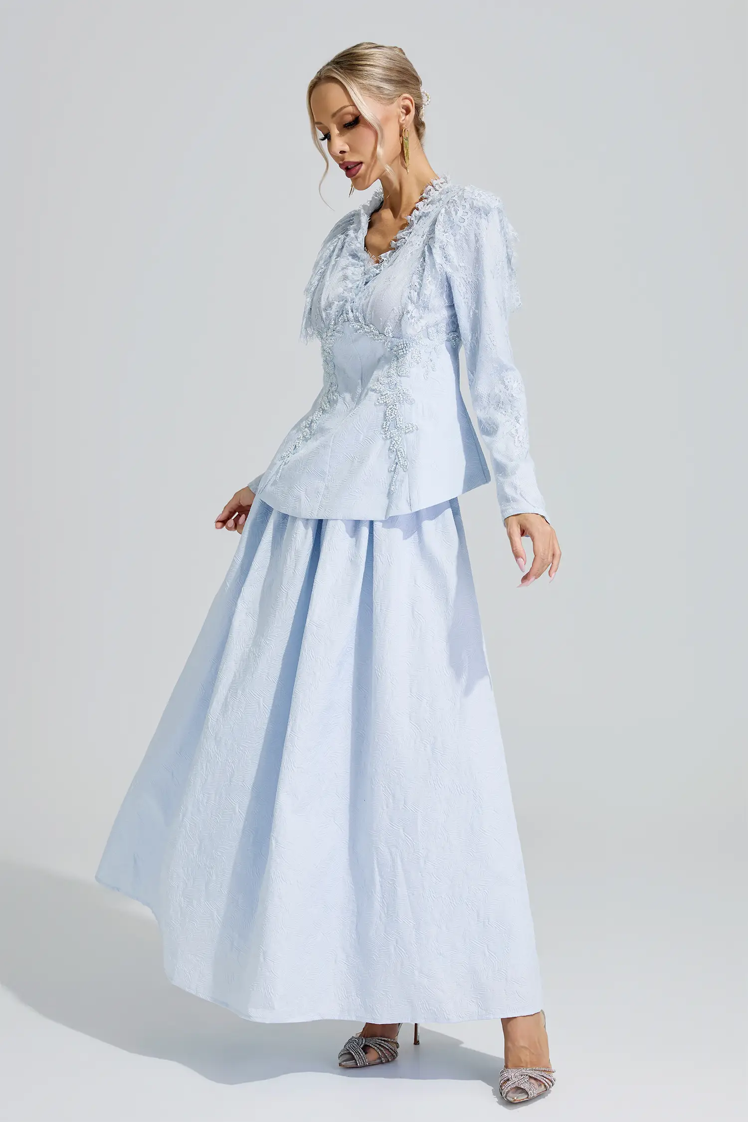 Dawkins Blue 3D Floral Lace Up Set