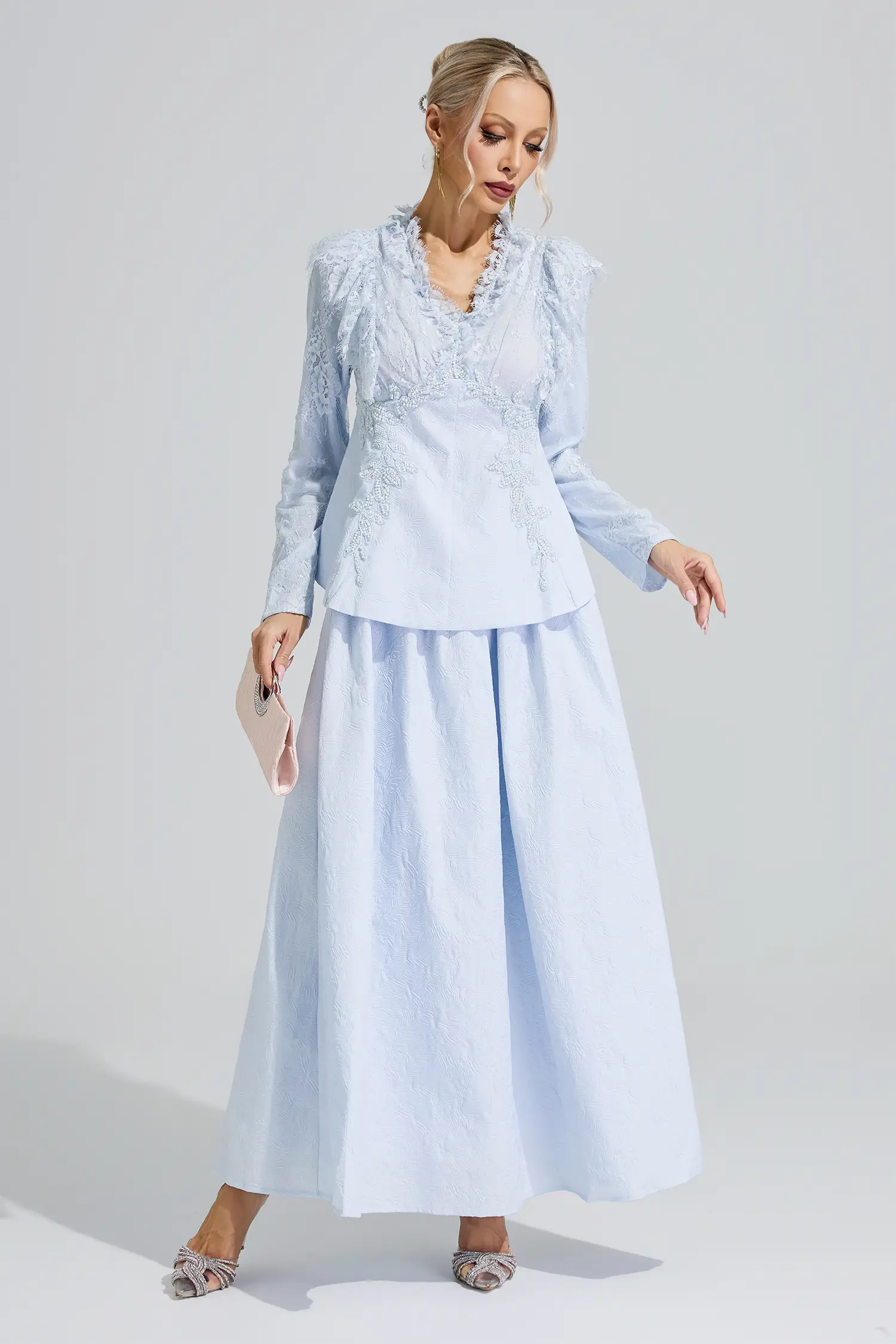 Dawkins Blue 3D Floral Lace Up Set