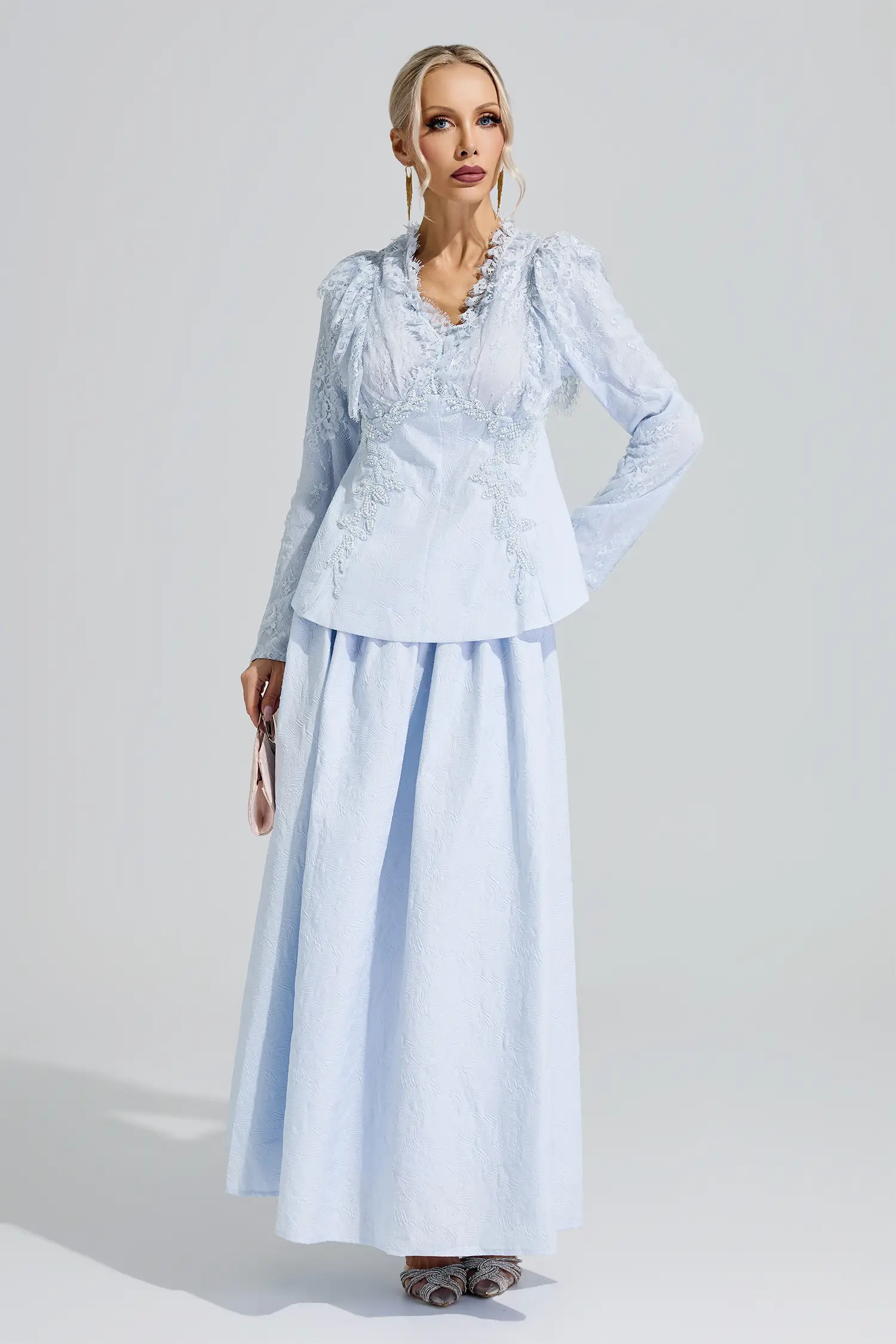 Dawkins Blue 3D Floral Lace Up Set