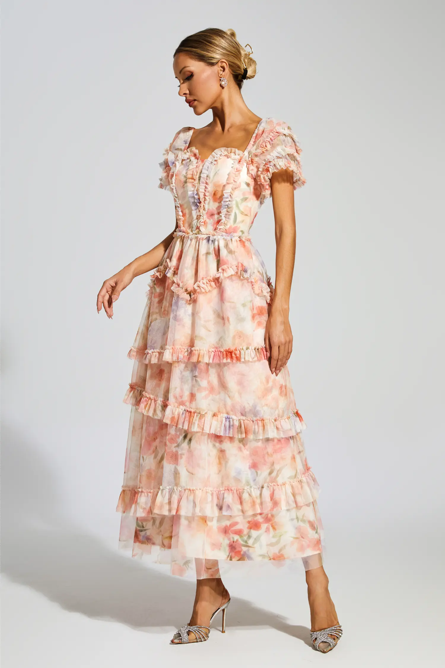 Clyde Pink Ruched Floral Dress-CATCHALL