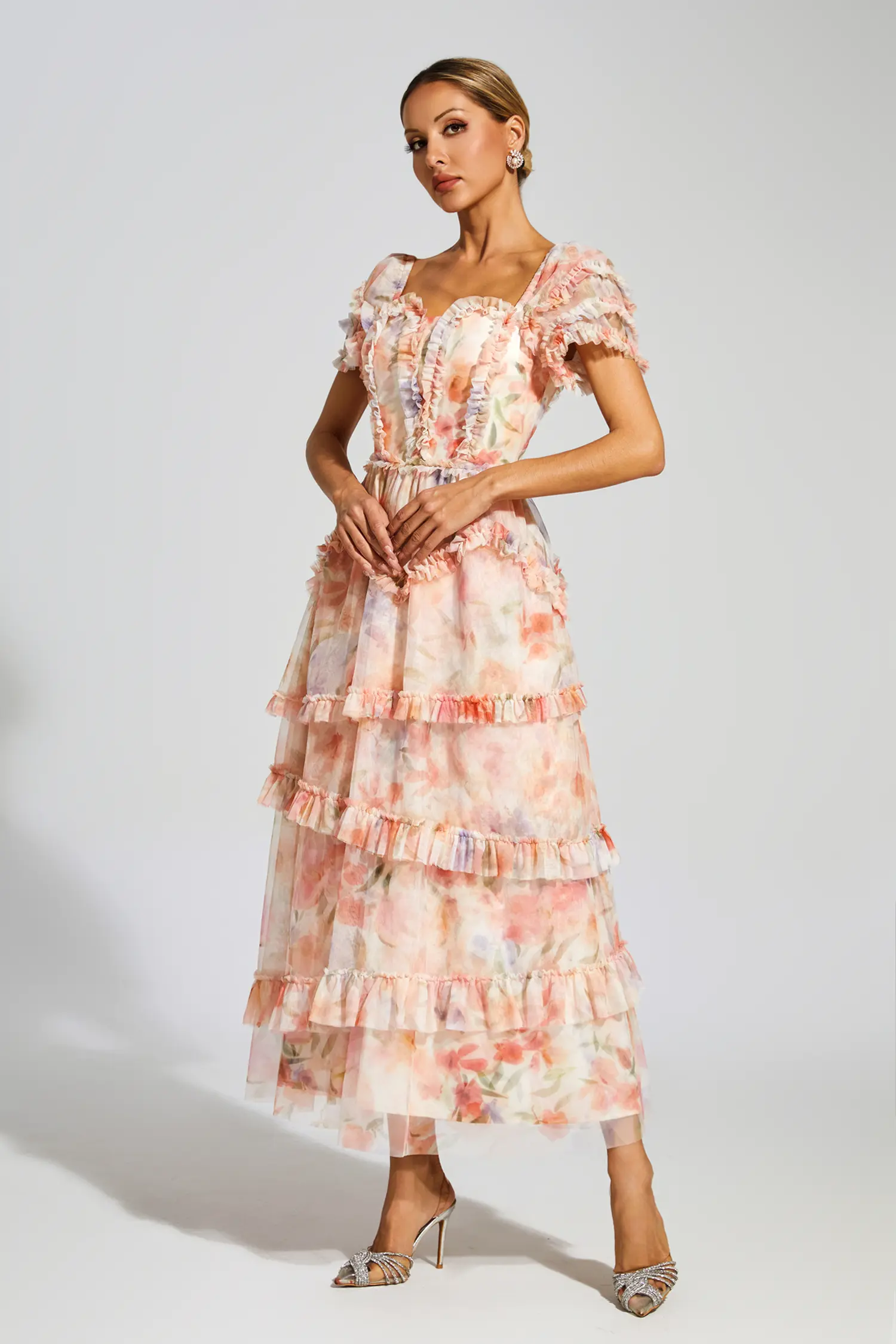Clyde Pink Ruched Floral Dress-CATCHALL