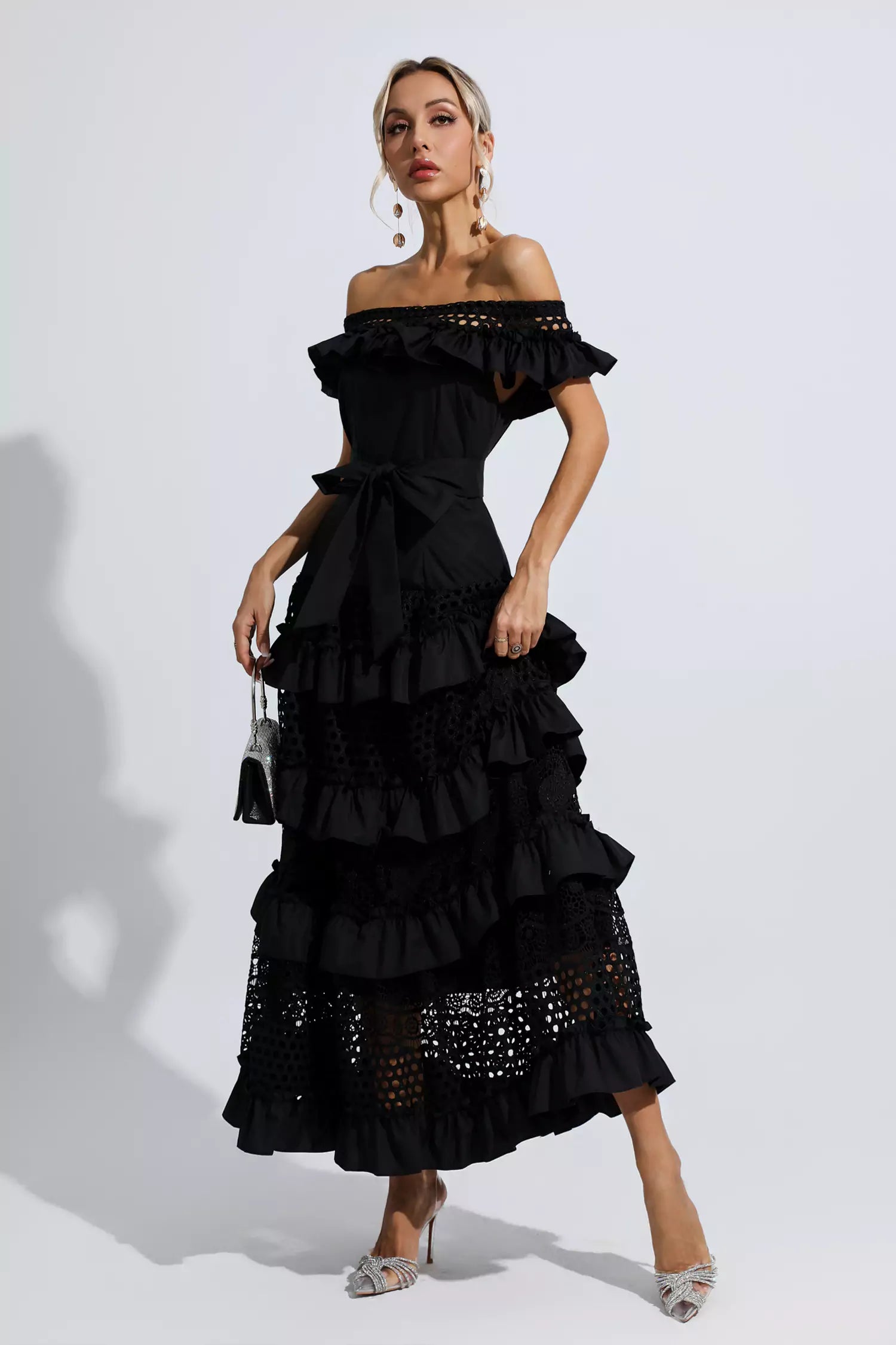 Colette Black Lace Cutout Maxi Dress