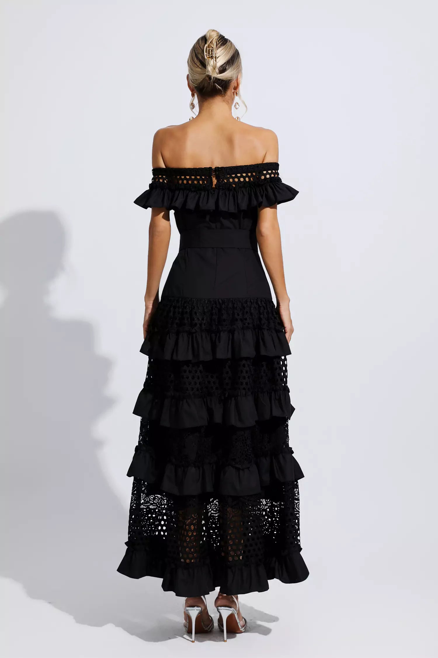 Colette Black Lace Cutout Maxi Dress-CATCHALL