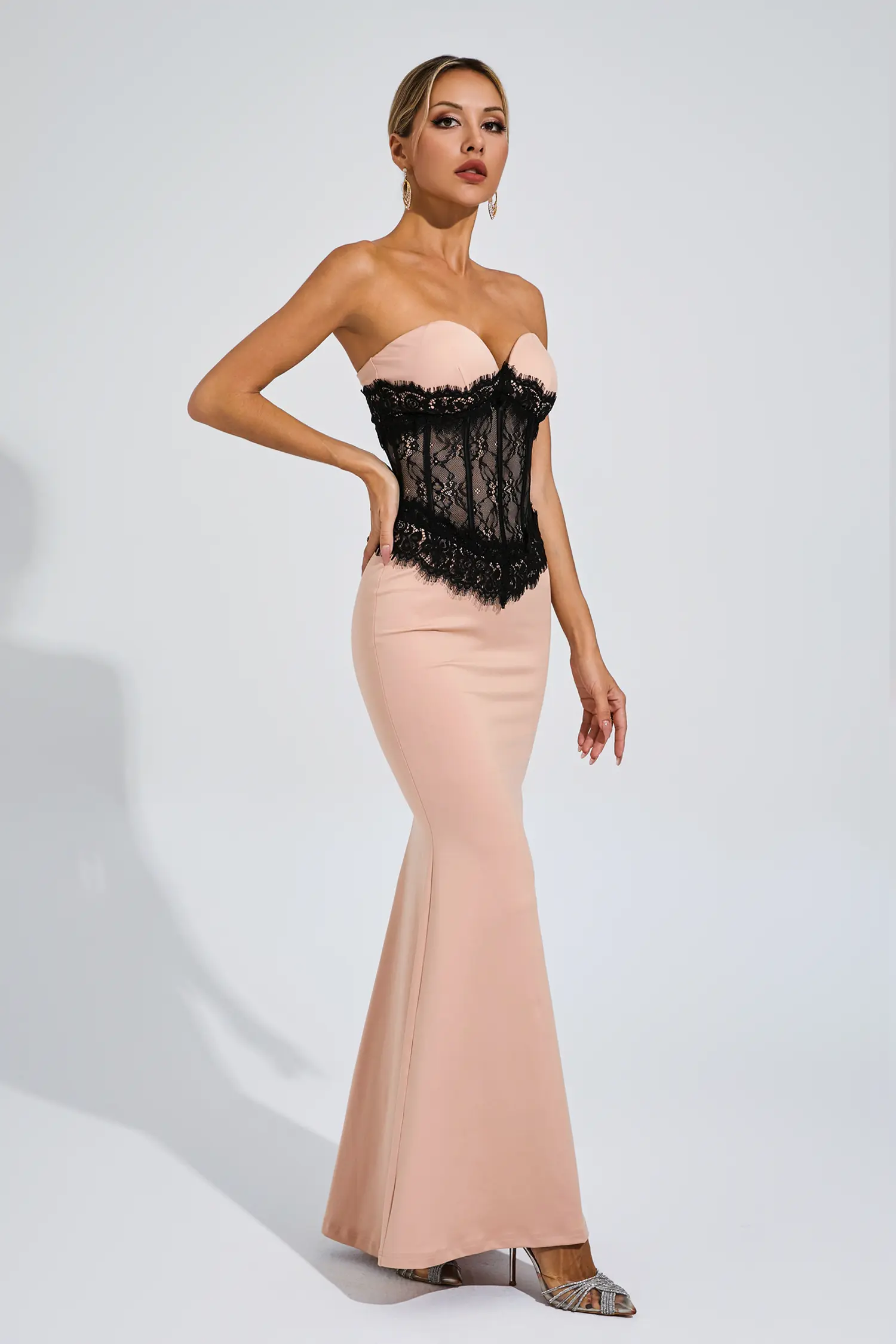 Conrad Apricot Off Shoulder Bandage Dress-CATCHALL