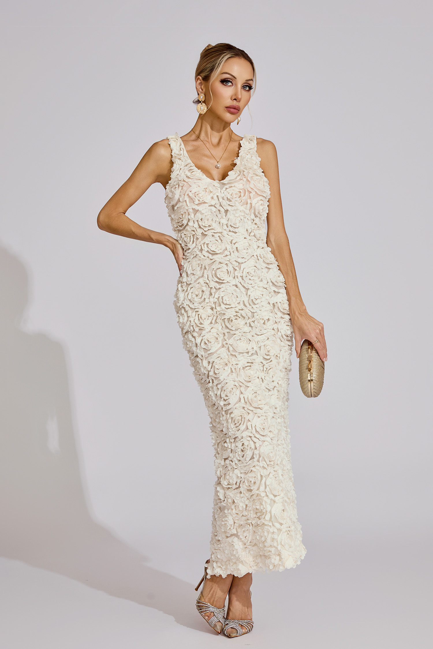 Cora White Floral Maxi Dress