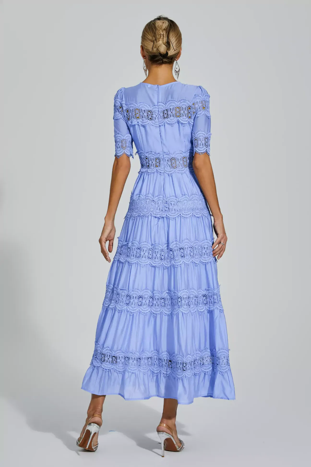 Florida Lace Insert Cut-Out Maxi Dress Blue
